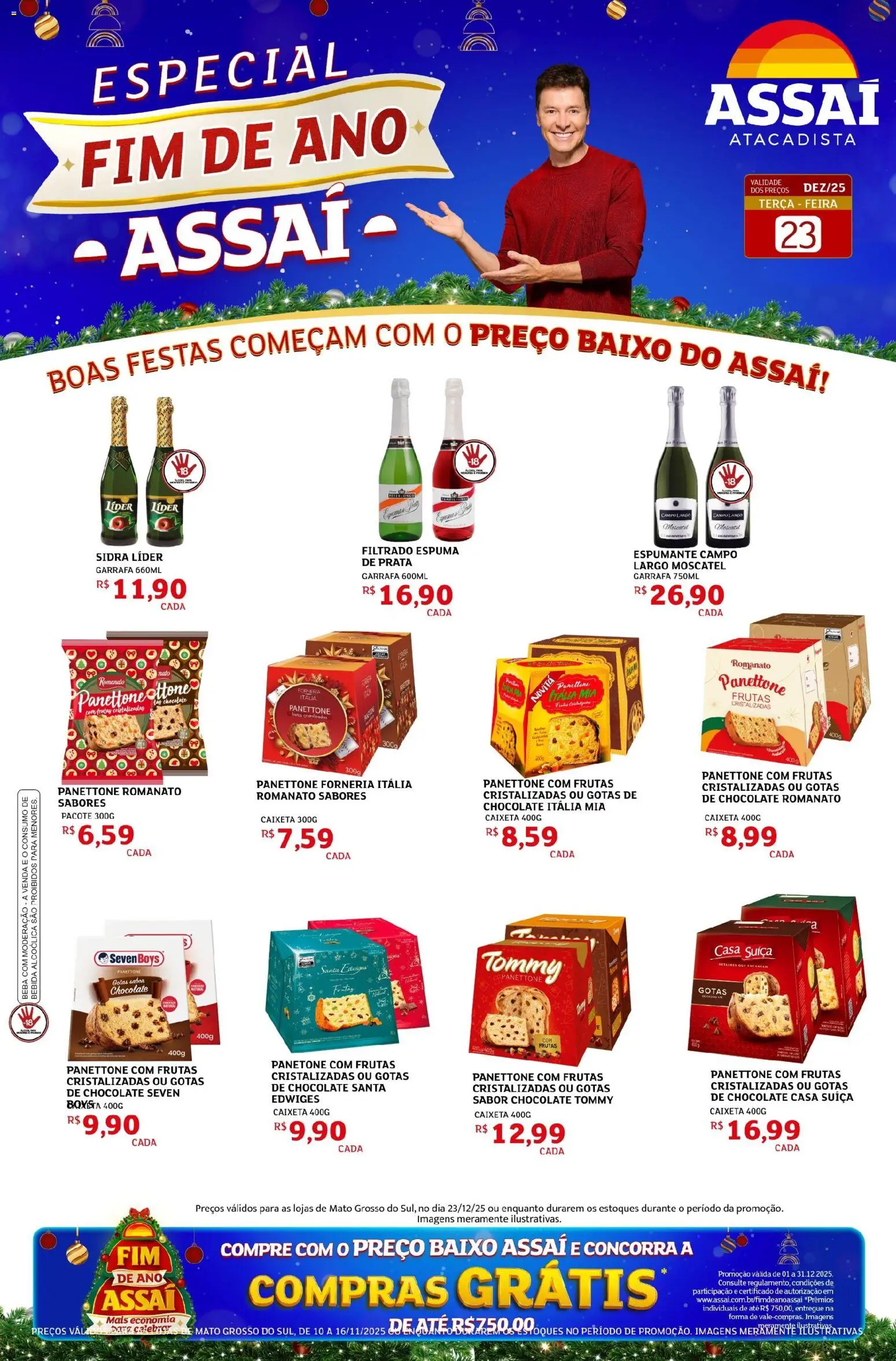 Assaí Atacadista Folheto - válido de 23.12.2025 | Página: 1 | Produtos: Espumante, Panettone, Bebida, Frutas cristalizadas
