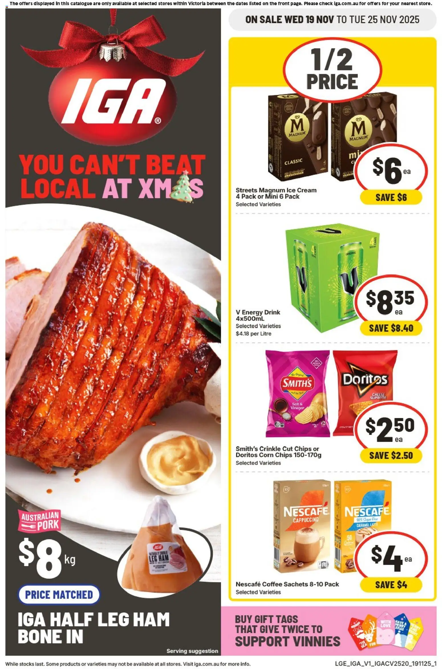 IGA catalogue - valid from 19.11.2025 | Page: 1 | Products: Pork, Chips, Salt, Nescafe