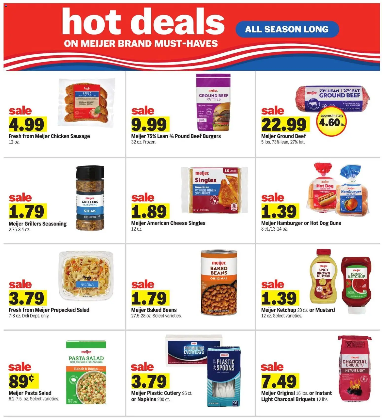 Meijer Weekly Ad - valid from 22.04.2026 | Page: 19 | Products: Beef, Ketchup, Salad, Sausage