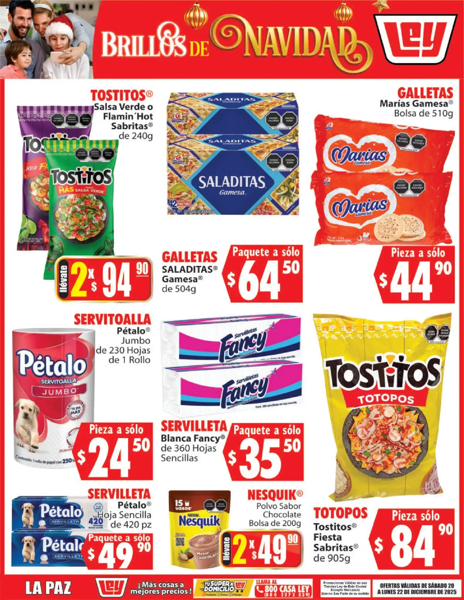 Nuevas ofertas de Casa Ley válidas en toda la República Mexicana desde el 20.12.2025. ¡Encuentra las mejores ofertas en Casa Ley folleto Brillos de Navidad! | Página: 3 | Productos: Bolsa, Galletas, Vasos, Servilletas