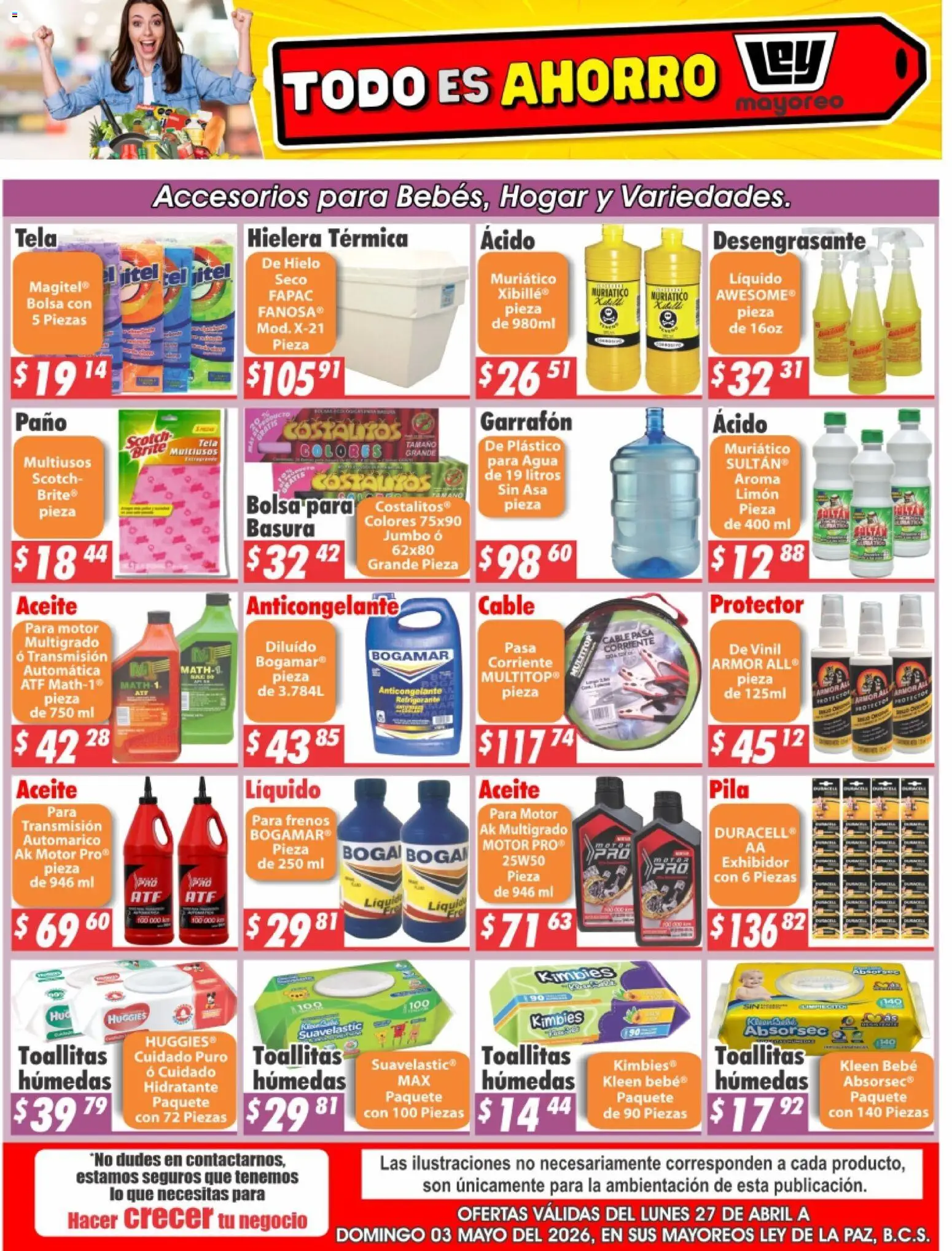 Nuevas ofertas de Casa Ley válidas en toda la República Mexicana desde el 27.04.2026. ¡Encuentra las mejores ofertas en Casa Ley folleto La Paz! | Página: 1 | Productos: Bolsa, Limón, Aceite, Cable