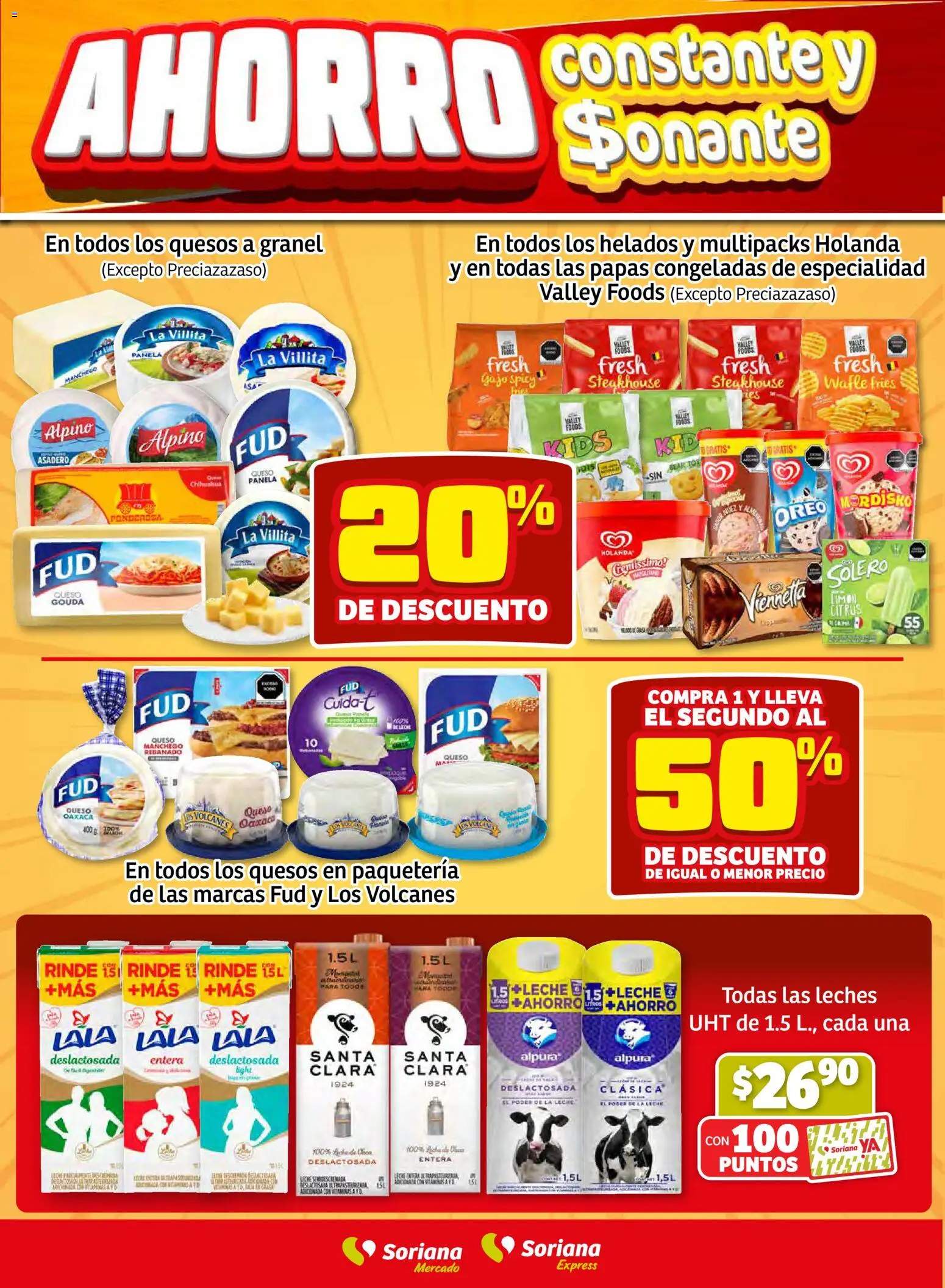 Nuevas ofertas de Soriana válidas en toda la República Mexicana desde el 23.10.2025. ¡Encuentra las mejores ofertas en Soriana - Fin de Semana Mercado: Ags, Nay, Jal, Qro, Col, Mich, Gto, Hgo, Tlax, Mor, Pue, Gro, Oax, Edo. de Mex, CDMX, Zac y SLP! | Página: 3 | Productos: Leche, Queso, Nuez