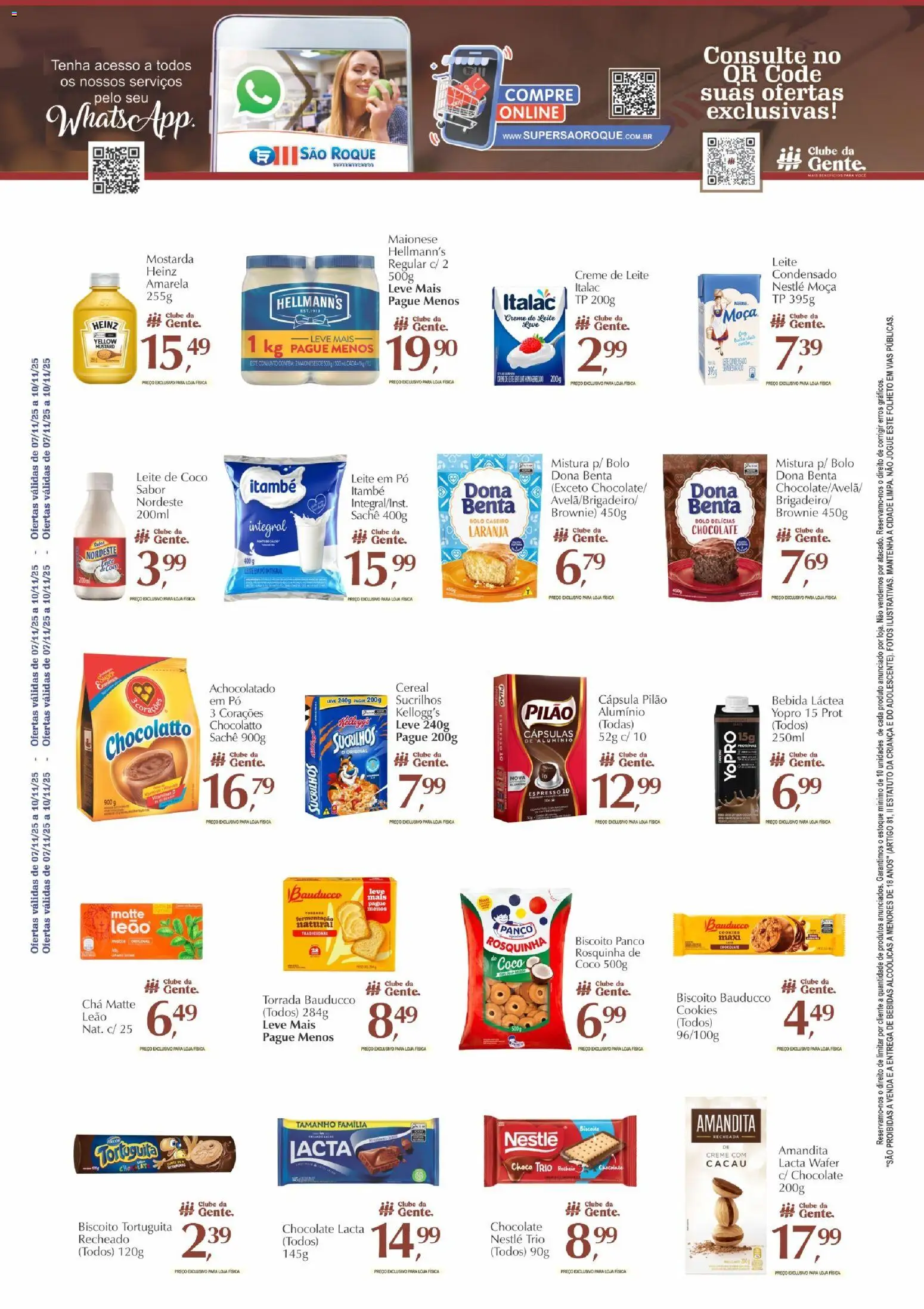 São Roque Supermercados Folheto - válido de 07.11.2025 | Página: 2 | Produtos: Leite, Chocolate, Cookies, Leite em pó