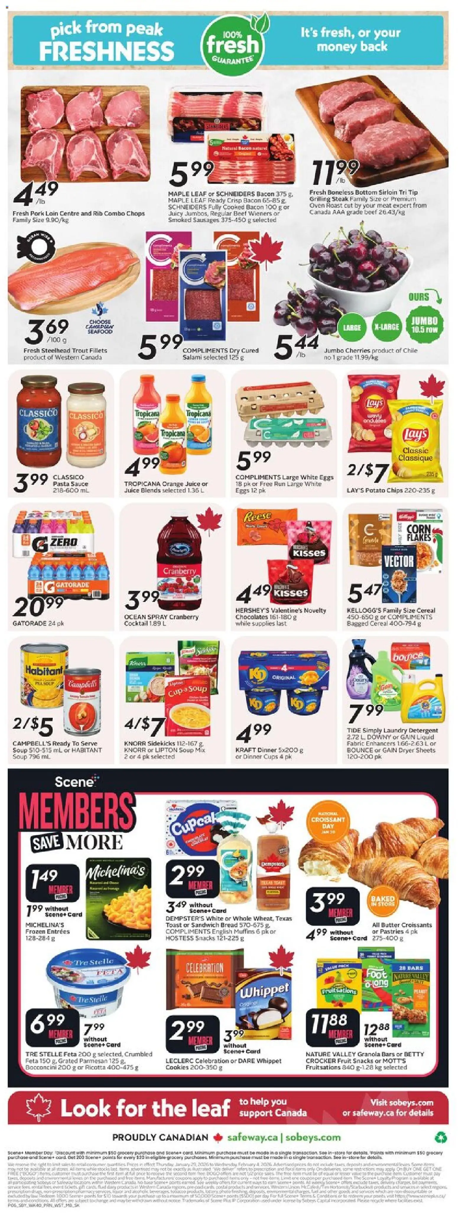 Safeway flyer valid from 29.01.2026 | Page: 4 | Products: Pasta, Cookies, Flakes, Salami