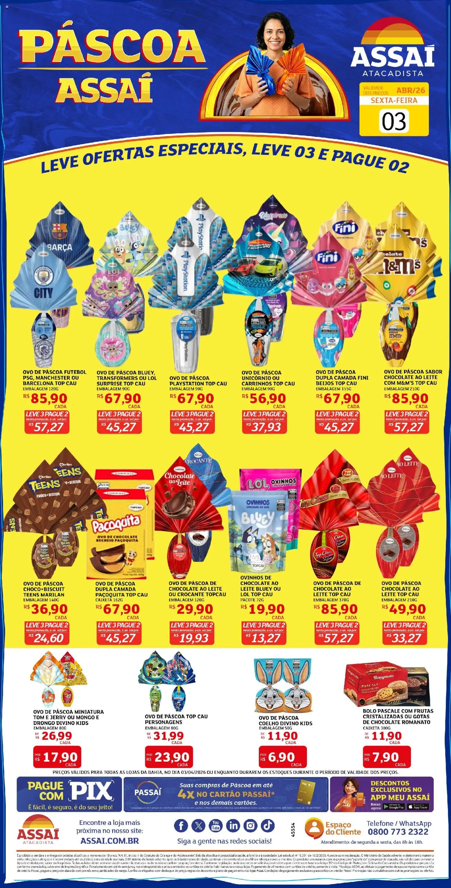 Assaí Atacadista Folheto - válido de 03.04.2026 | Página: 1 | Produtos: Pneus, Base, Telefone, Sal