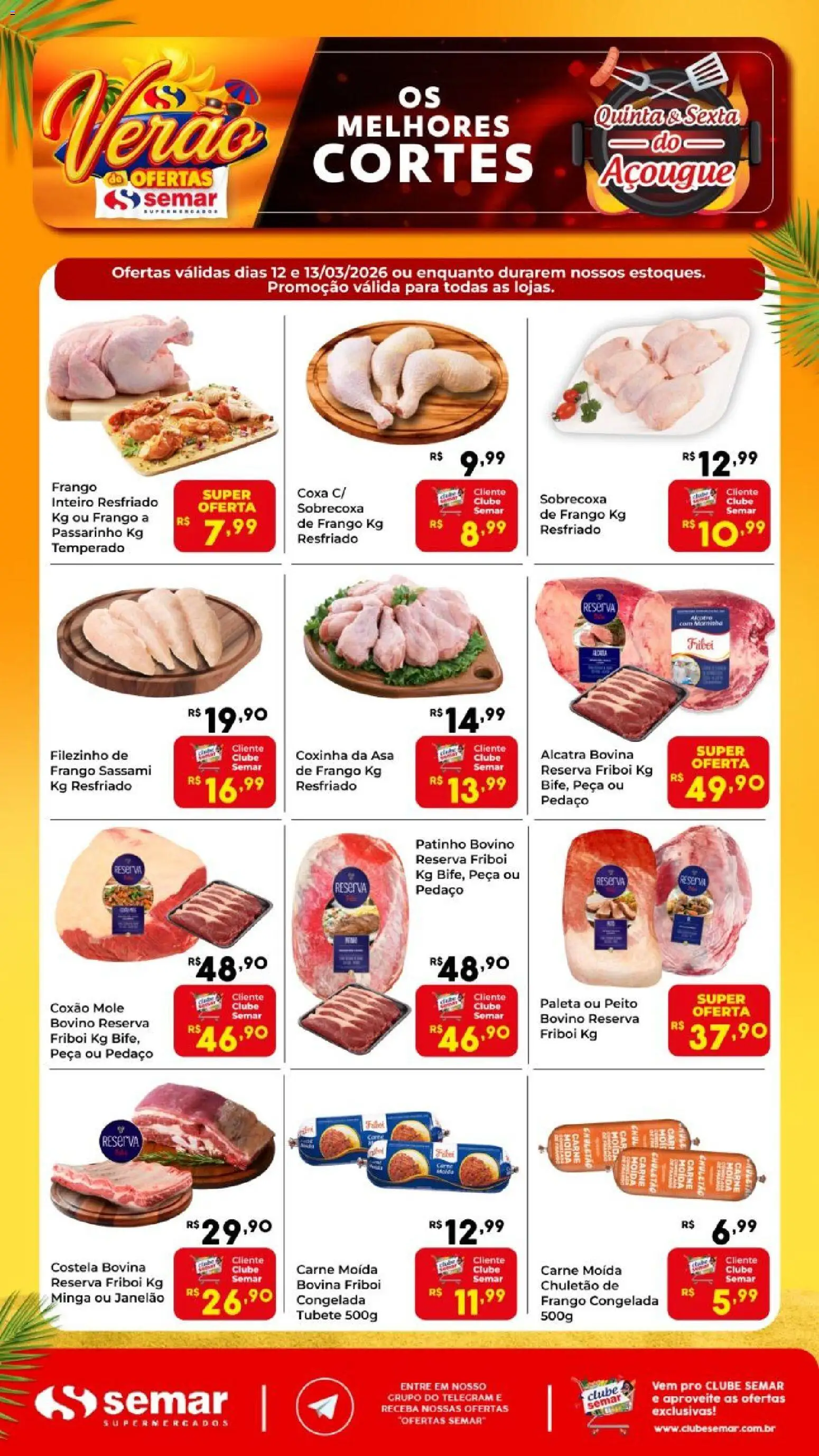 Semar Supermercado Folheto - válido de 12.03.2026 | Página: 1 | Produtos: Alcatra, Chuletão, Frango, Carne moída