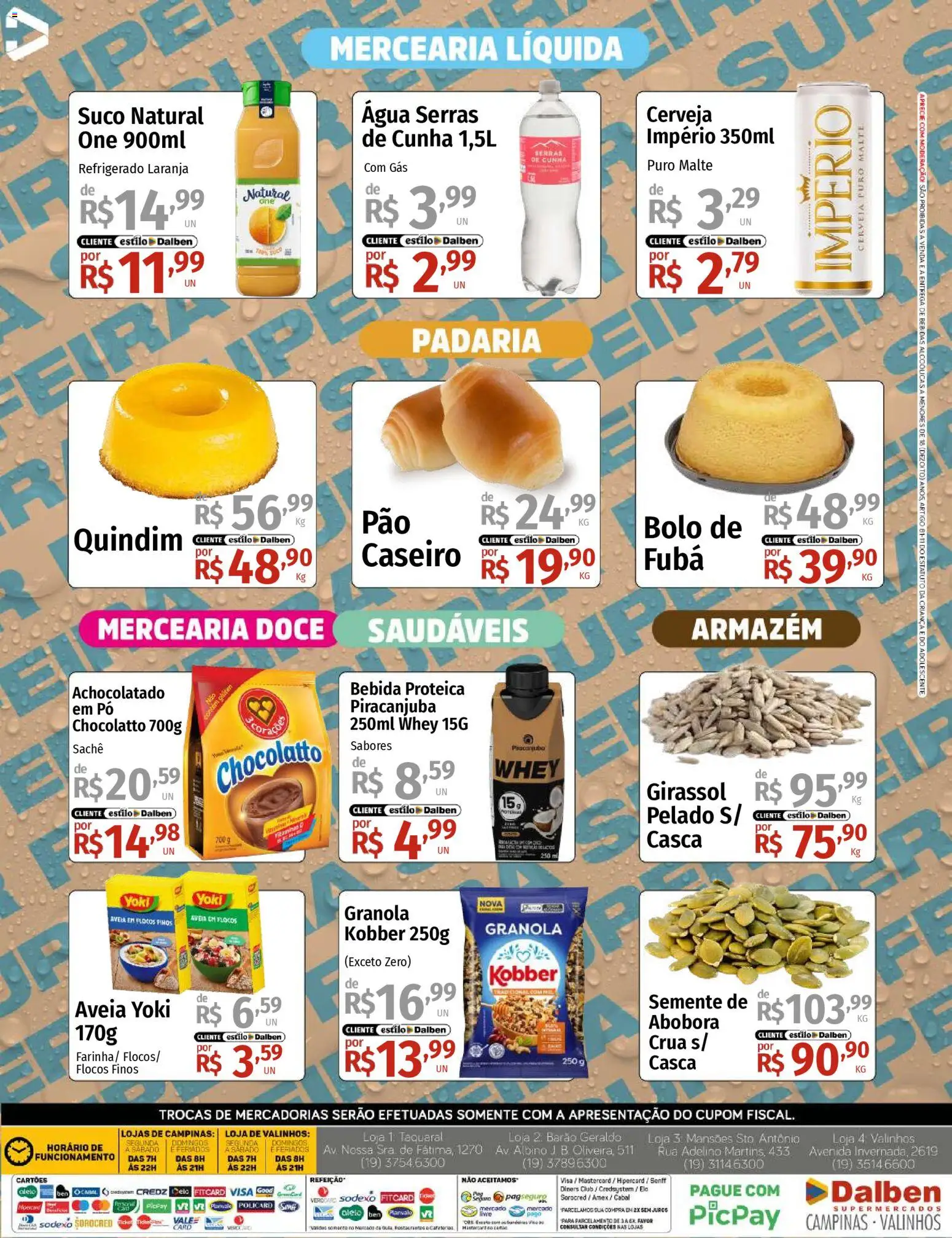 Supermercado Dalben Folheto - válido de 05.01.2026 | Página: 4 | Produtos: Pó, Fubá, Cerveja, Aveia