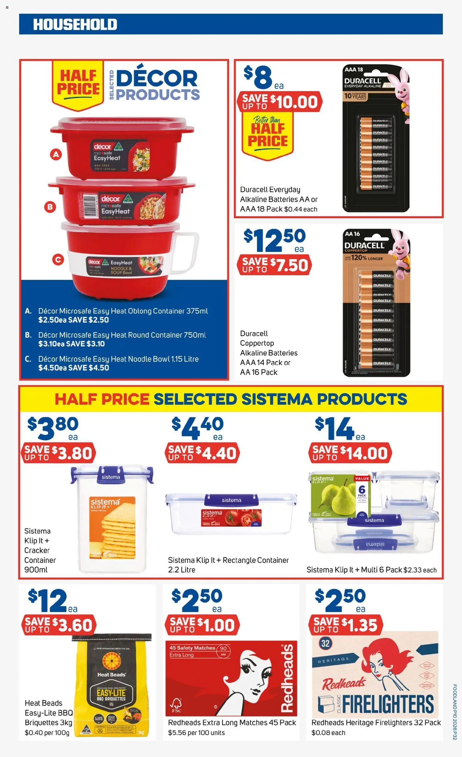 Foodland catalogue - valid from 04.03.2026 | Page: 32 | Products: Household, Soup, Batteries, Safe