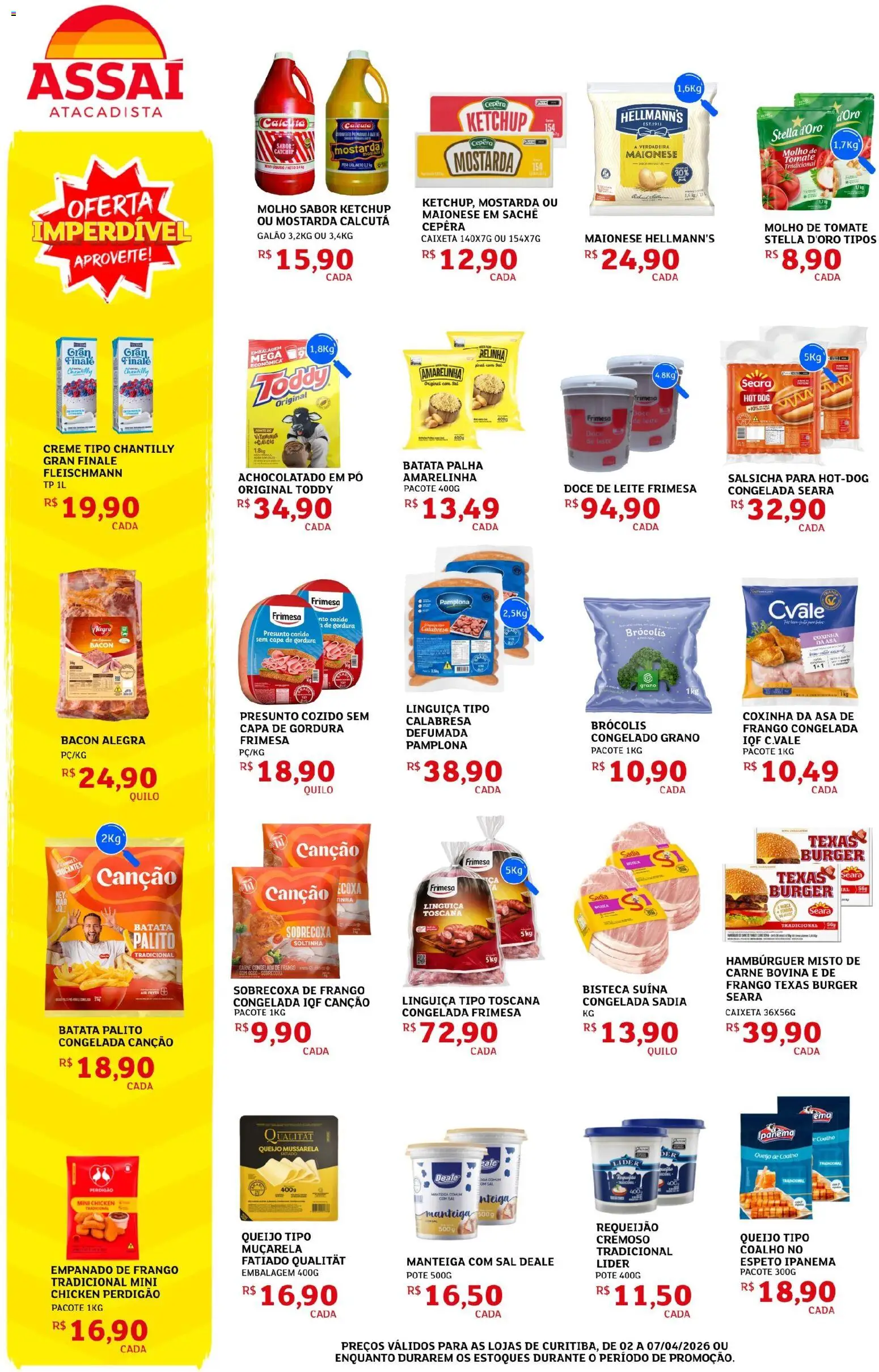 Assaí Atacadista Folheto - válido de 02.04.2026 | Página: 2 | Produtos: Achocolatado, Linguiça, Muçarela, Batata