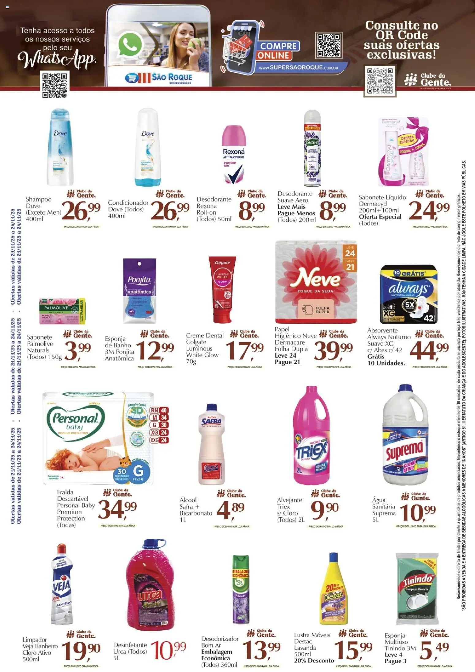 São Roque Supermercados Folheto - válido de 21.11.2025 | Página: 6 | Produtos: Lustra móveis, Alvejante, Sabonete, Desinfetante
