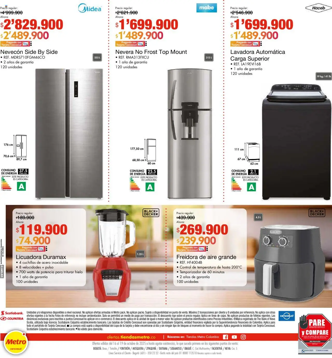 Metro revista - valida desde el 16.10.2025 | Página: 2 | Productos: Lavadora, Licuadora, Freidora, Nevera