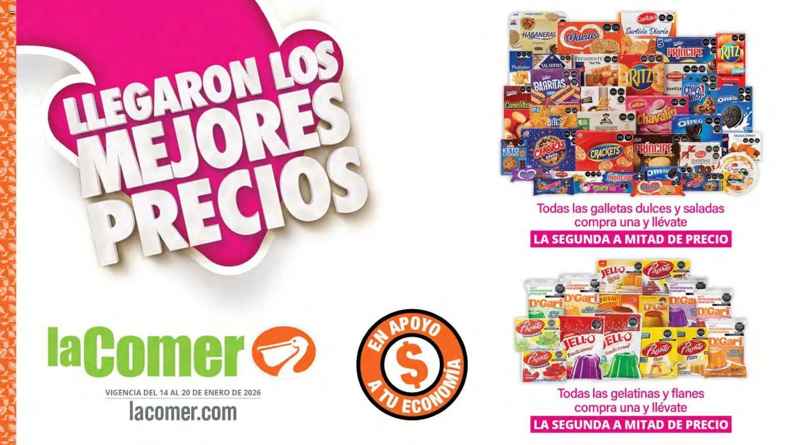 Nuevas ofertas de La Comer válidas en toda la República Mexicana desde el 14.01.2026. ¡Encuentra las mejores ofertas en La Comer folleto! | Página: 1 | Productos: Dulces, Galletas