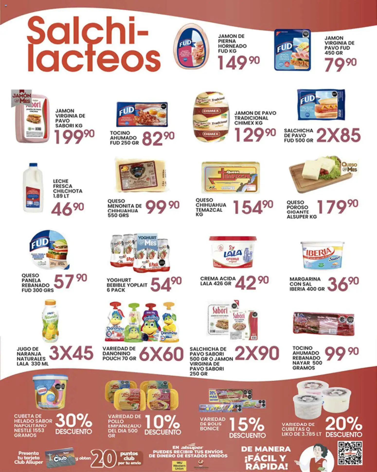 Nuevas ofertas de Alsuper válidas en toda la República Mexicana desde el 28.04.2026. ¡Encuentra las mejores ofertas en Alsuper folleto Laguna! | Página: 3 | Productos: Pollo, Crema, Jamón, Helado
