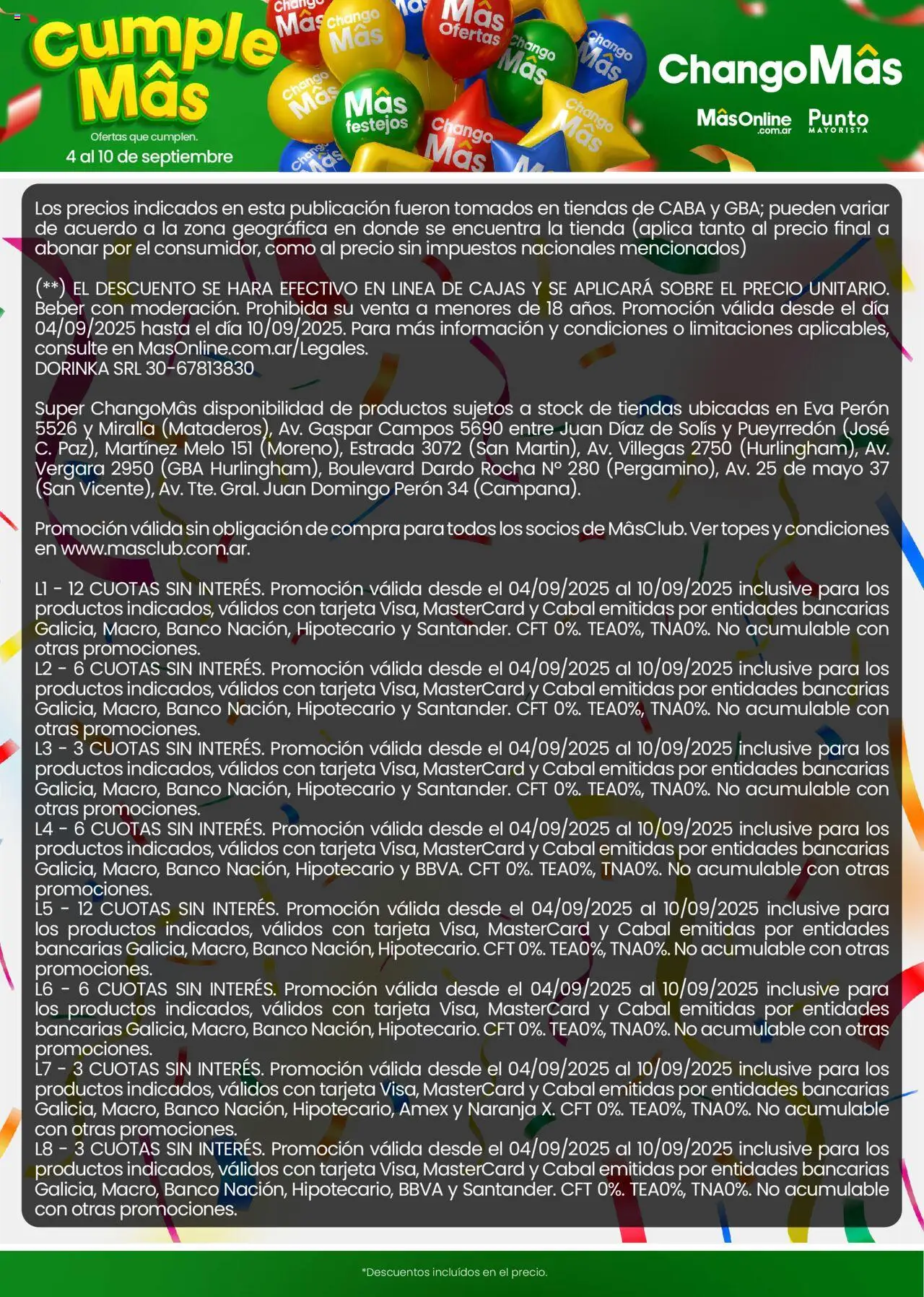 Changomas ofertas │ válido desde el 04.09.2025 | Página: 18 | Productos: Banco, Sobre