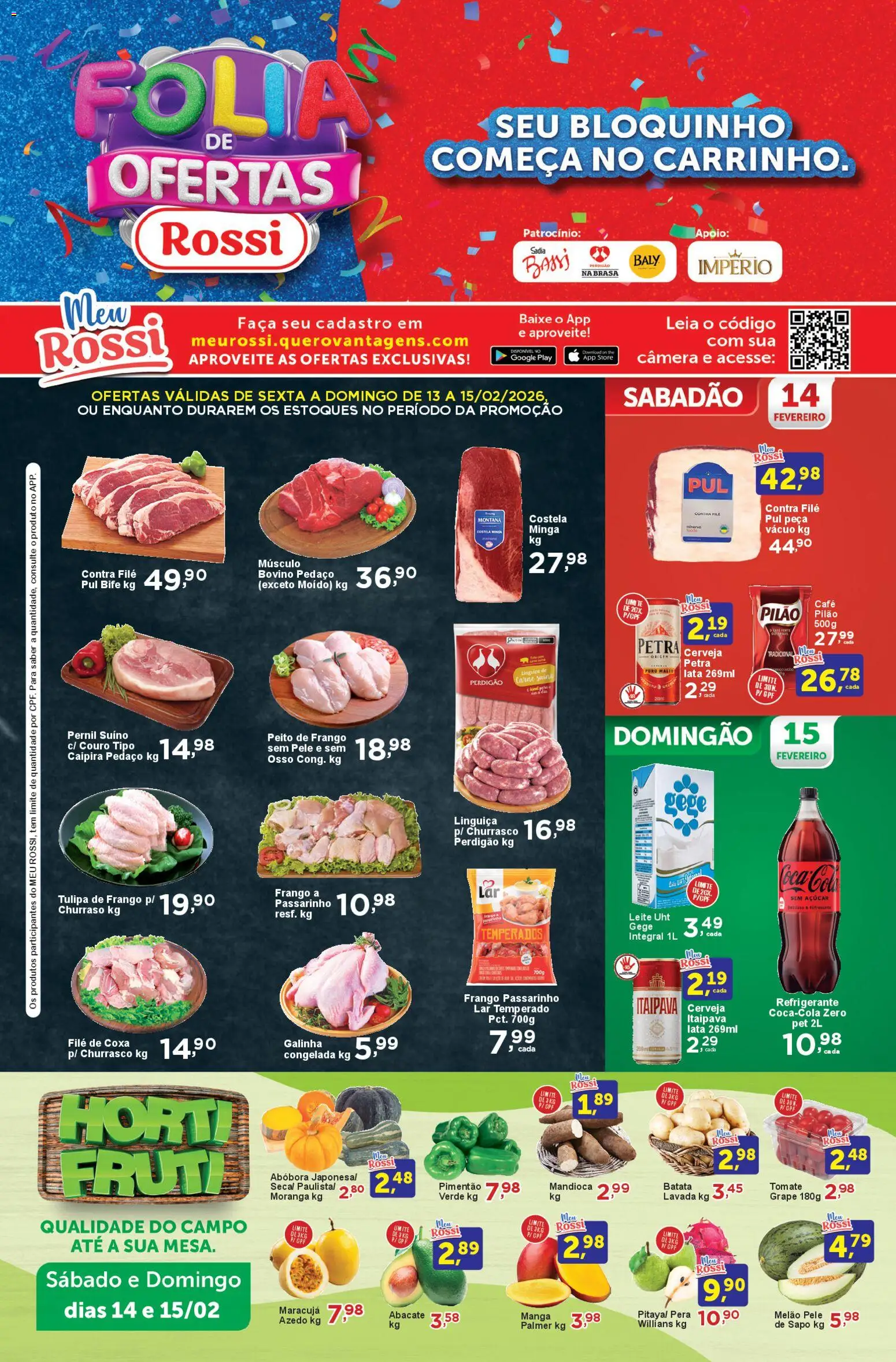 Rossi Supermercados Folheto - válido de 13.03.2026 | Página: 1 | Produtos: Pimentão, Linguiça, Batata, Frango