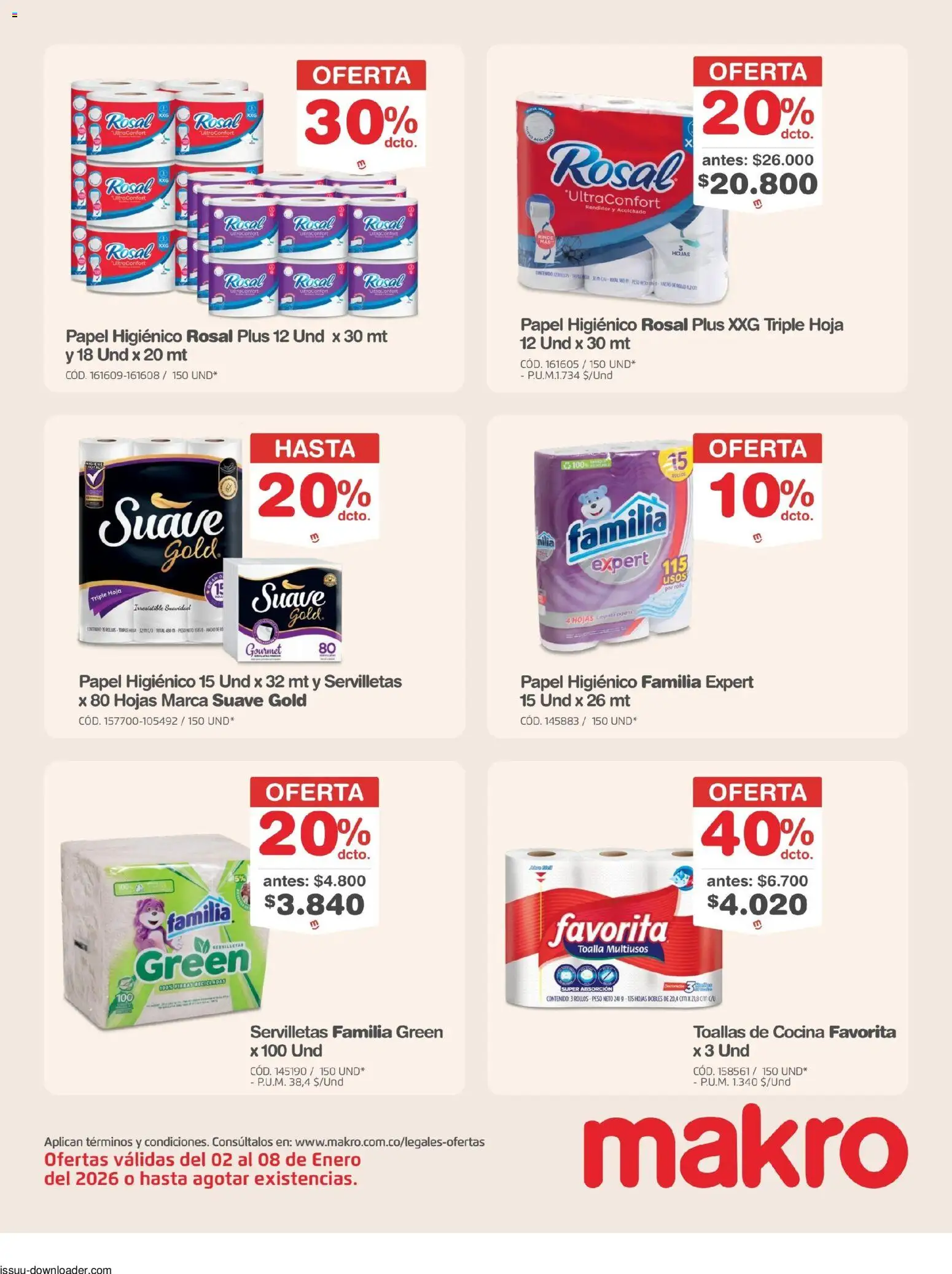 Makro revista - valida desde el 02.01.2026 | Página: 15 | Productos: Servilletas, Toalla, Toallas, Papel higiénico