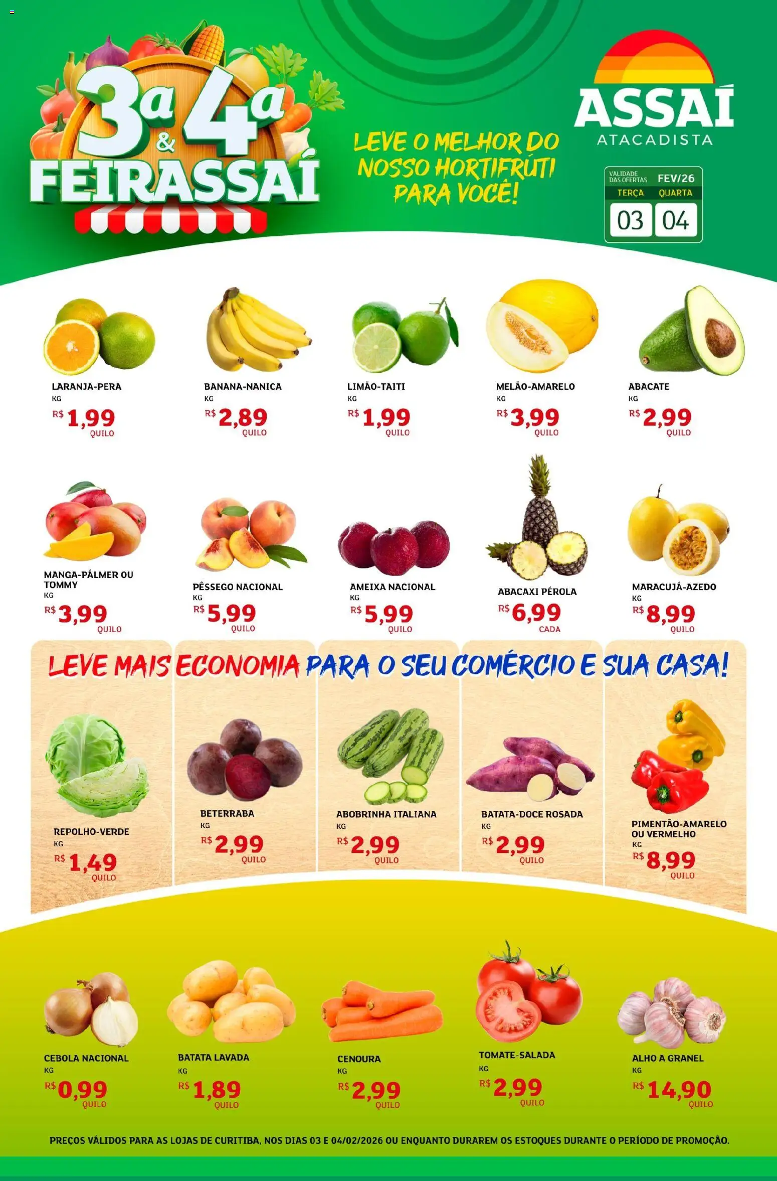 Assaí Atacadista Folheto - válido de 03.02.2026 | Página: 1 | Produtos: Abobrinha, Beterraba, Cenoura, Ameixa
