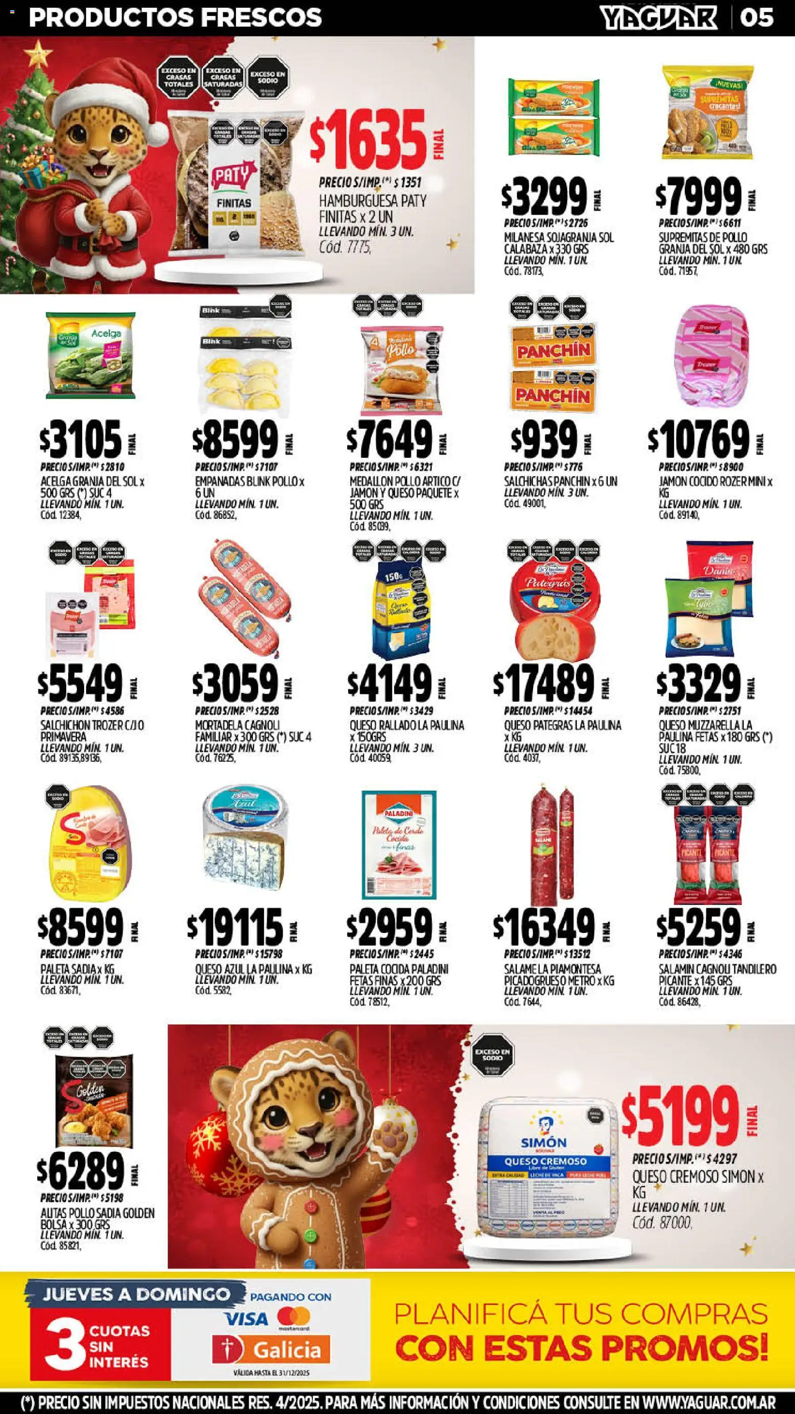 Yaguar catálogo │ válido desde el 15.12.2025 | Página: 6 | Productos: Bolsa, Muzzarella, Paleta, Queso