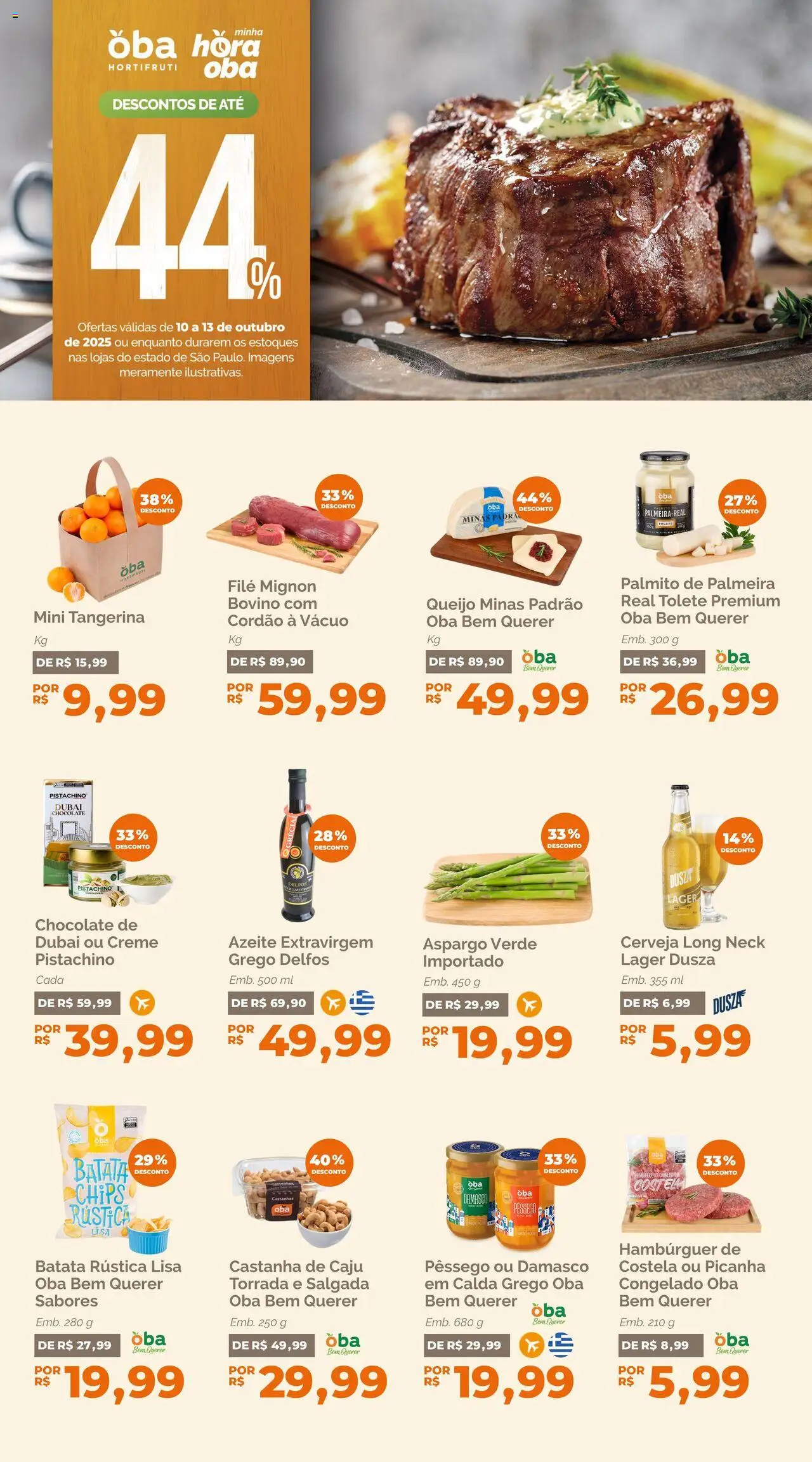 Oba Hortifruti Folheto - válido de 10.10.2025 | Página: 1 | Produtos: Caju, Castanha de caju, Palmito, Creme