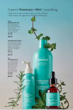 Preview of Strengthening Shampoo, With rosemary and biotin, to help keep your scalp and hair looking healthy. Refreshing, cooling peppermint helps your scalp feel revitalized. 500 ml from shop Avon valid from 23.10.2025 | Page: 142