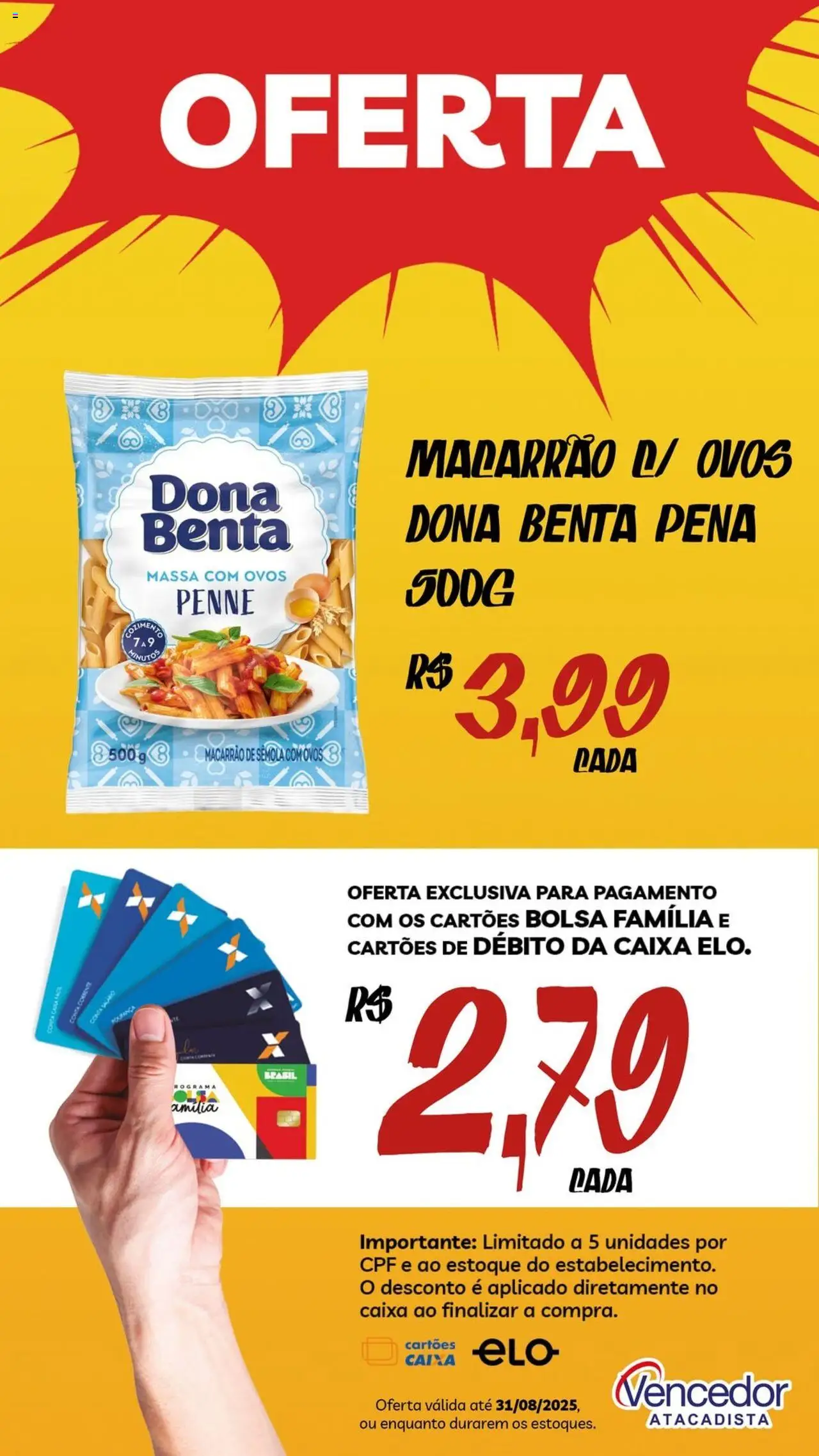 Vencedor Atacadista Folheto - válido de 12.08.2025 | Página: 9 | Produtos: Ovos, Macarrão, Massa, Bolsa