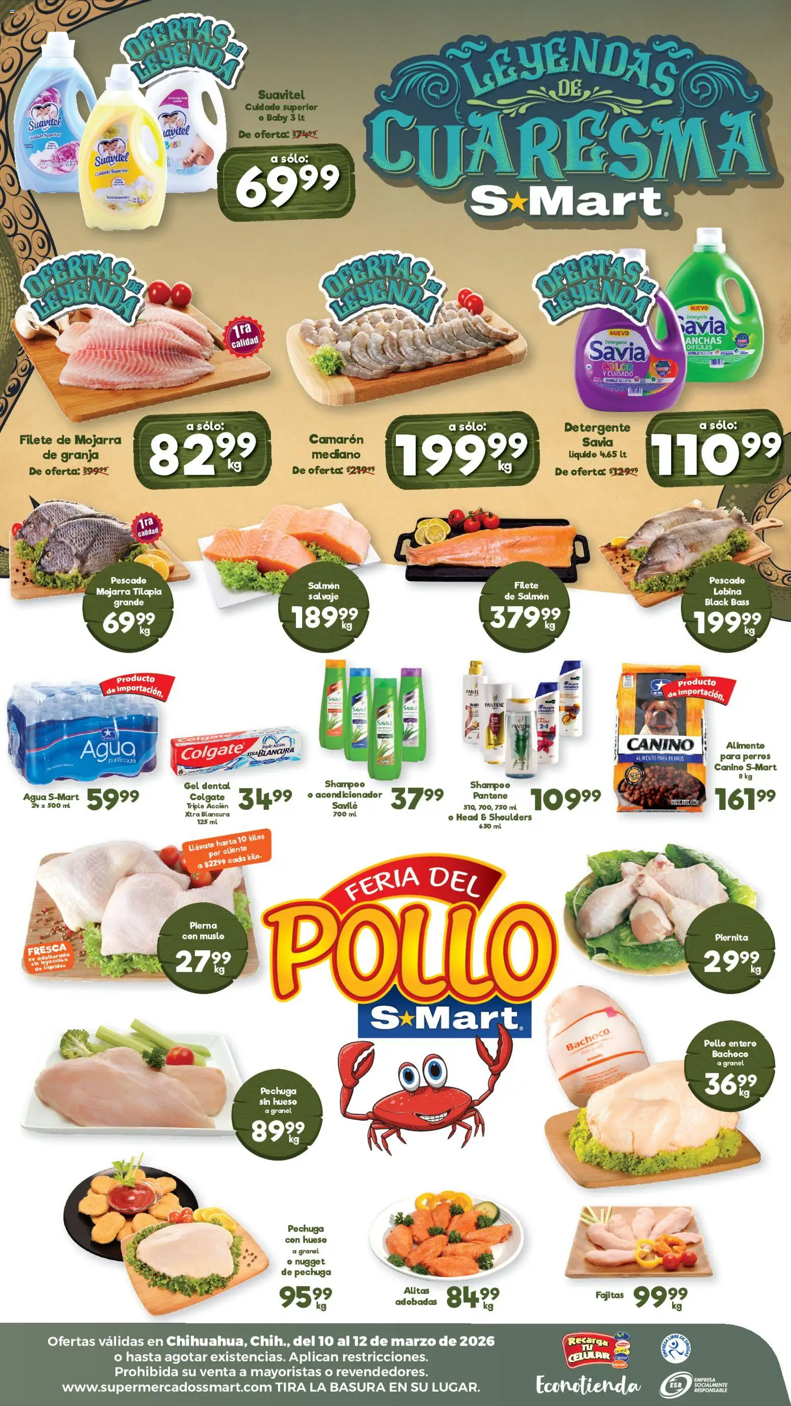 Nuevas ofertas de S-Mart válidas en toda la República Mexicana desde el 10.03.2026. ¡Encuentra las mejores ofertas en S-Mart folleto Chihuahua! | Página: 2 | Productos: Pollo, Detergente, Agua, Acondicionador