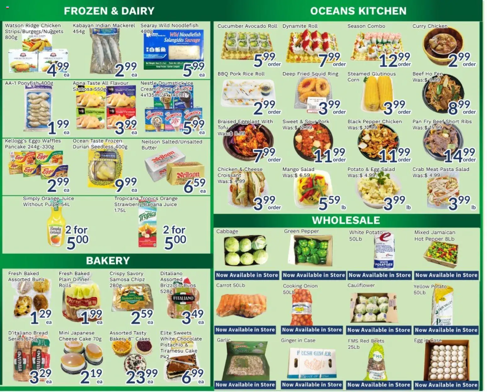Oceans flyer valid from 24.04.2026 | Page: 4 | Products: Bakery, Butter, Juice, Chicken