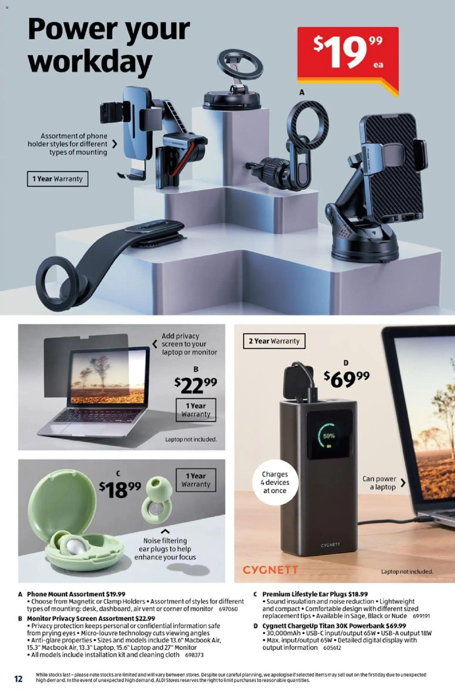 Aldi catalogue - valid from 28.01.2026 | Page: 12 | Products: Phone, Monitor, Laptop, Safe