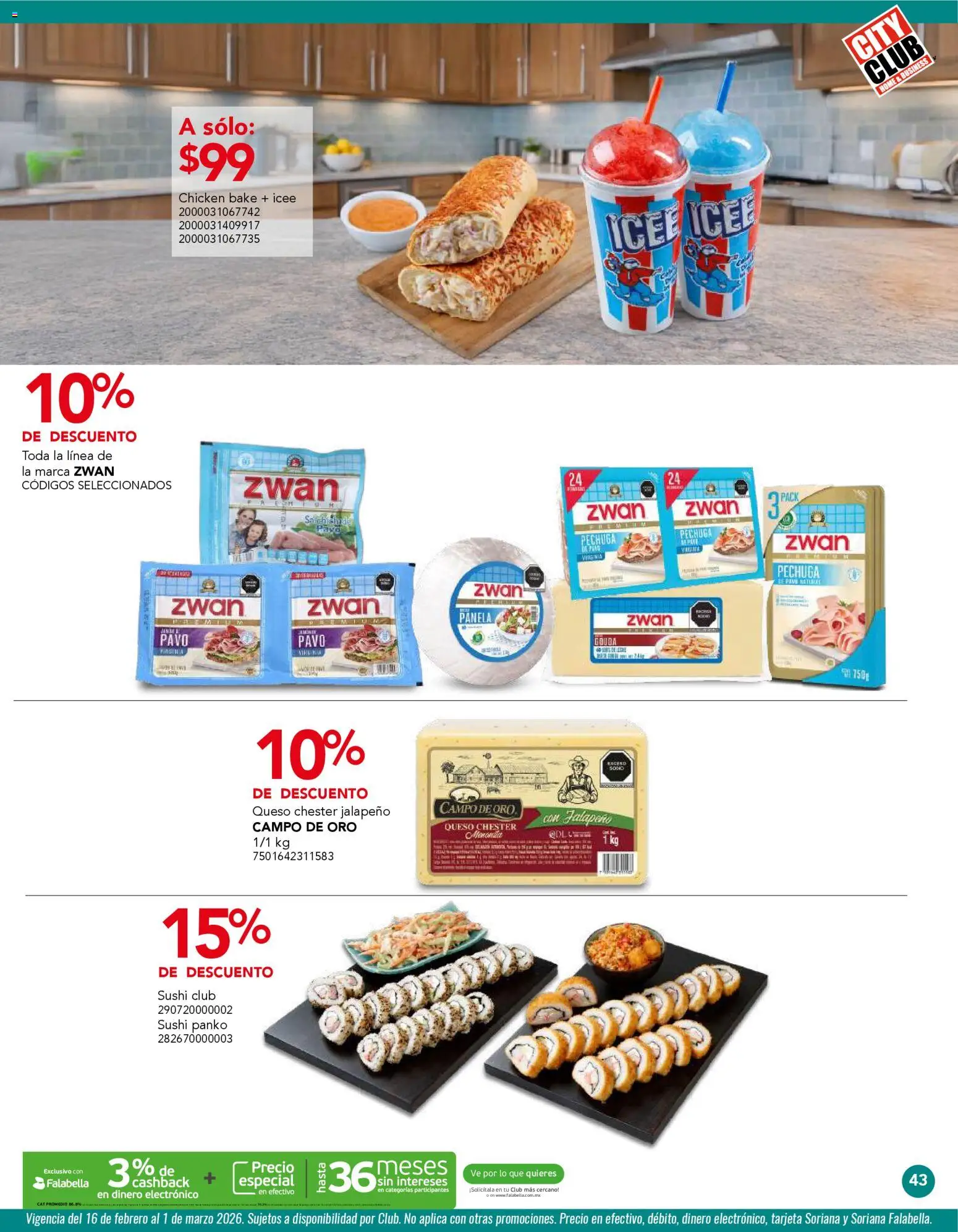 Nuevas ofertas de City Club válidas en toda la República Mexicana desde el 02.02.2026. ¡Encuentra las mejores ofertas en City Club catálogo! | Página: 43 | Productos: Queso