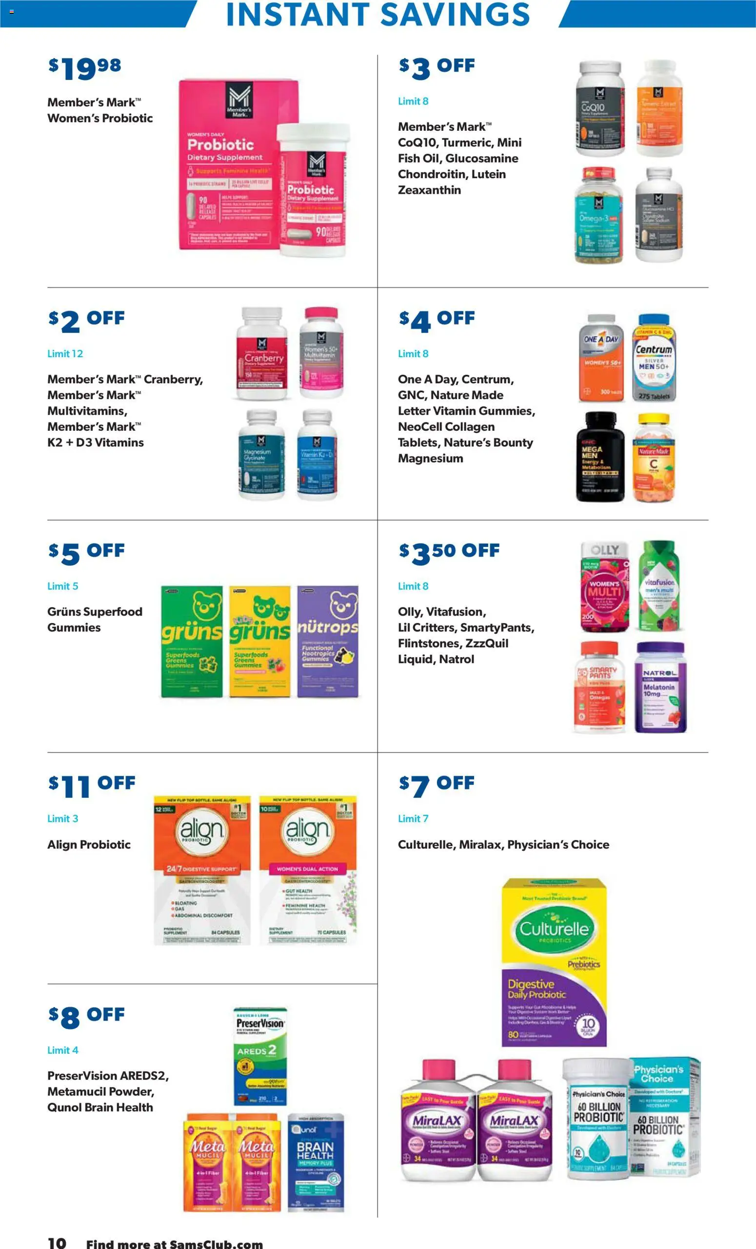 Sam's Club Instant Savings Book January - valid from 02.01.2026 | Page: 10 | Products: Vitamin, Magnesium, CoQ10, Pants