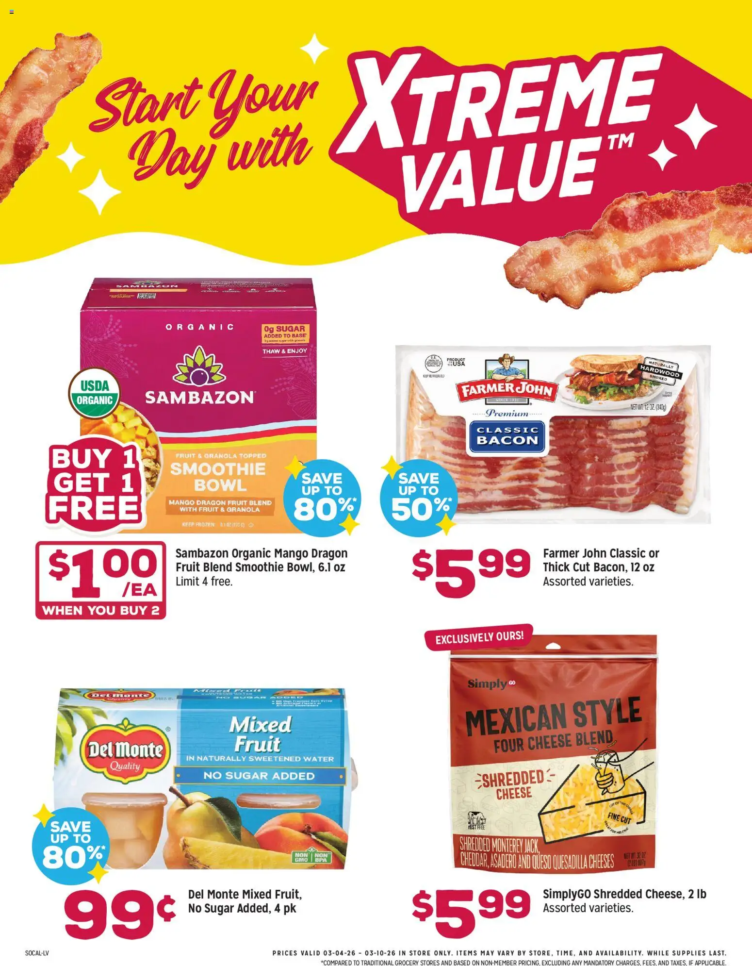 Grocery Outlet Weekly Ad - CA - valid from 04.03.2026 | Page: 5 | Products: Cheese, Water, Sugar, Mango
