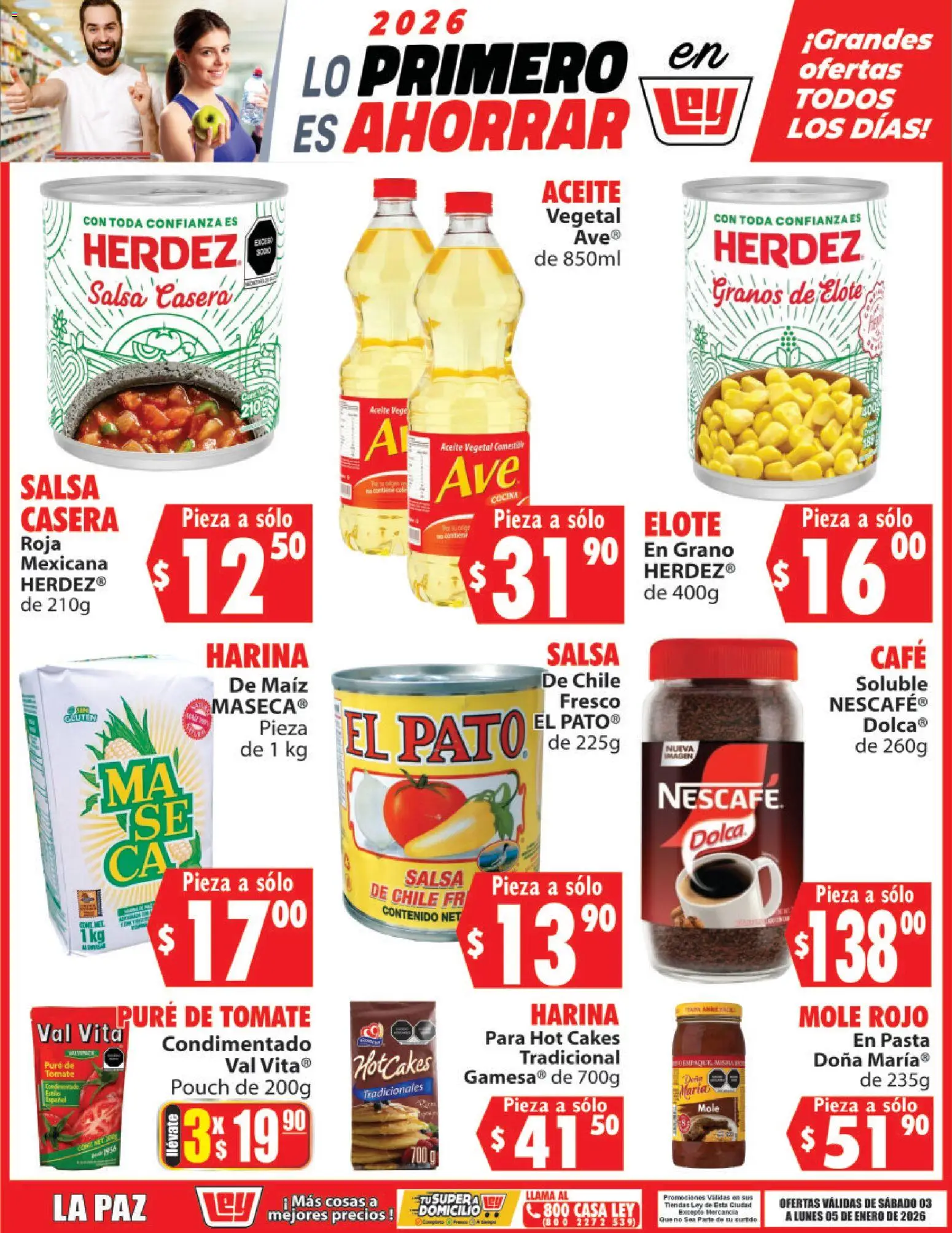 Nuevas ofertas de Casa Ley válidas en toda la República Mexicana desde el 03.01.2026. ¡Encuentra las mejores ofertas en Casa Ley folleto Lo Primero Es Ahorrar! | Página: 1 | Productos: Maíz, Harina, Café, Pasta