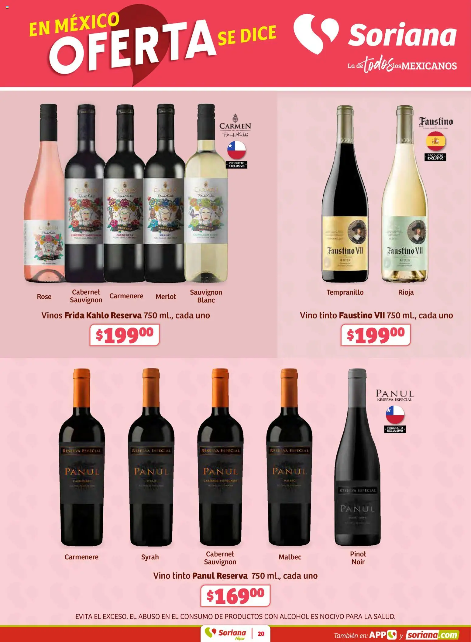 Nuevas ofertas de Soriana válidas en toda la República Mexicana desde el 12.02.2026. ¡Encuentra las mejores ofertas en Soriana - Preciazazaso Híper: Ags, Col, Gto, Jal, Mich! | Página: 20 | Productos: Vino