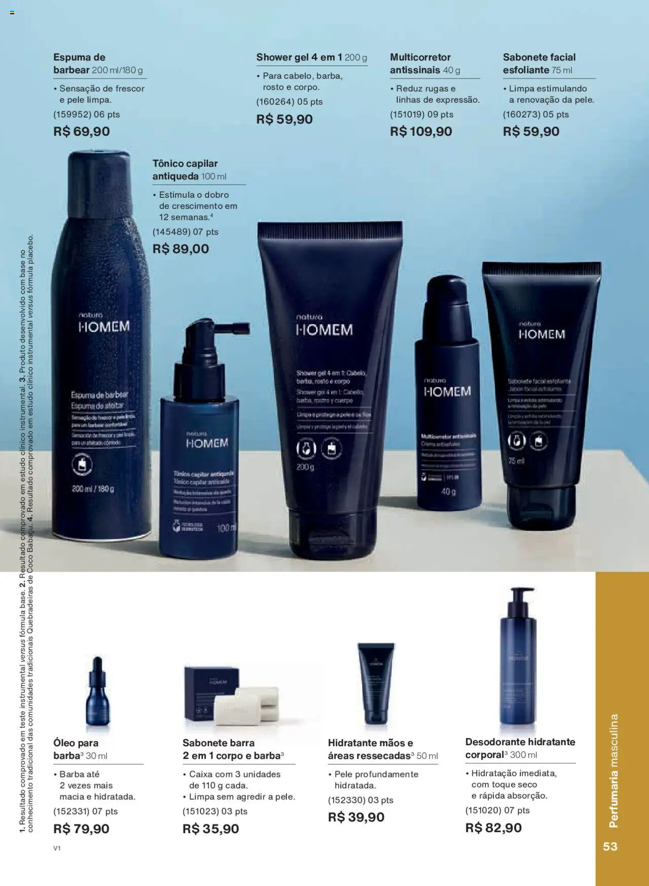 Natura Folheto - válido de 14.10.2025 | Página: 53 | Produtos: Tônico, Espuma de barbear, Caixa, Base
