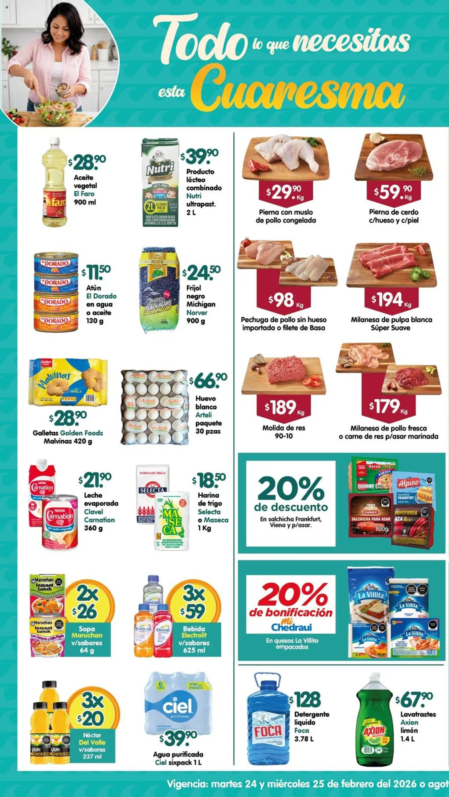 Nuevas ofertas de Arteli válidas en toda la República Mexicana desde el 24.02.2026. ¡Encuentra las mejores ofertas en Arteli folleto! | Página: 1 | Productos: Pollo, Salchicha, Cerdo, Galletas