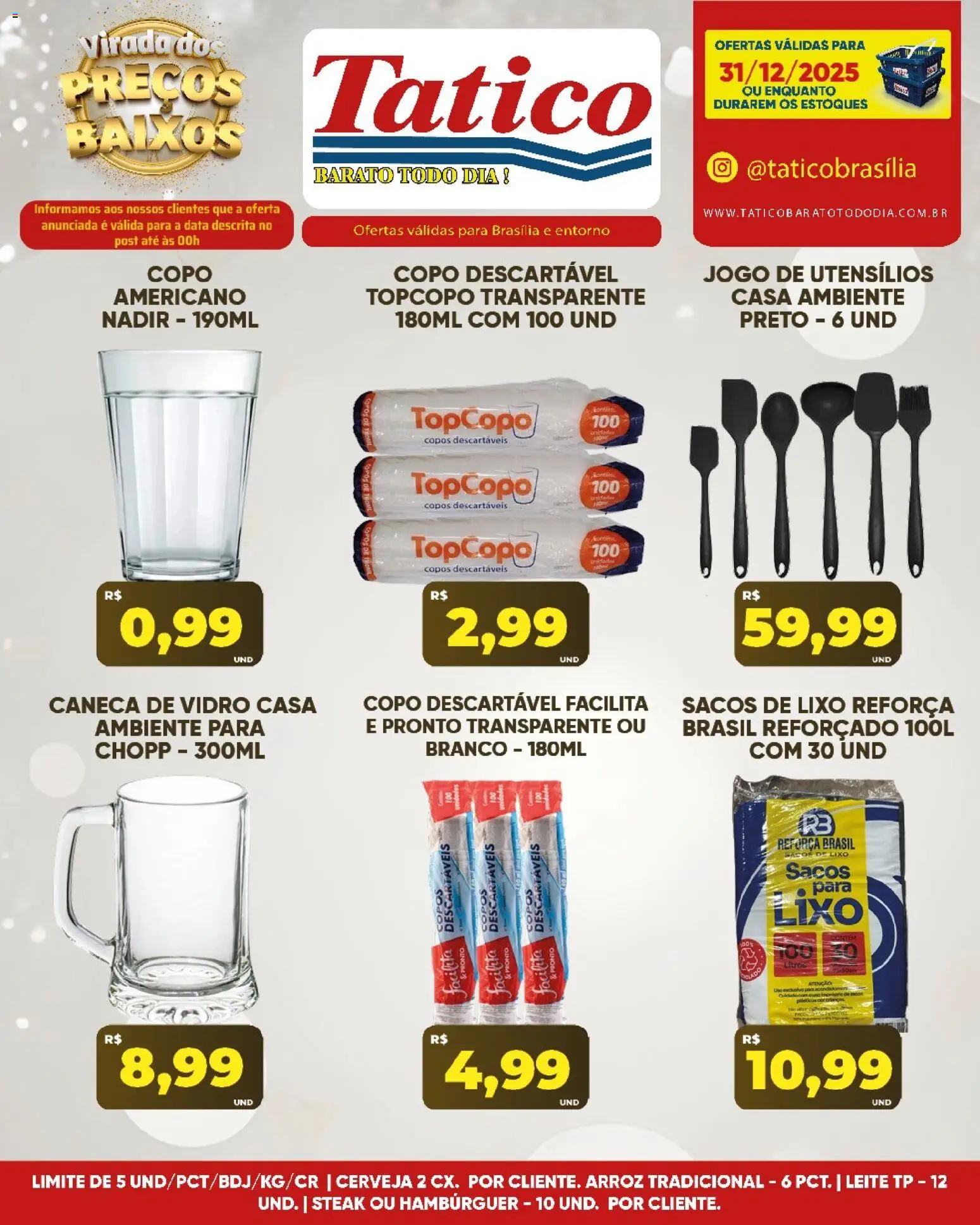 Tatico Folheto - válido de 31.12.2025 | Página: 20 | Produtos: Caneca, Cerveja, Arroz, Copos