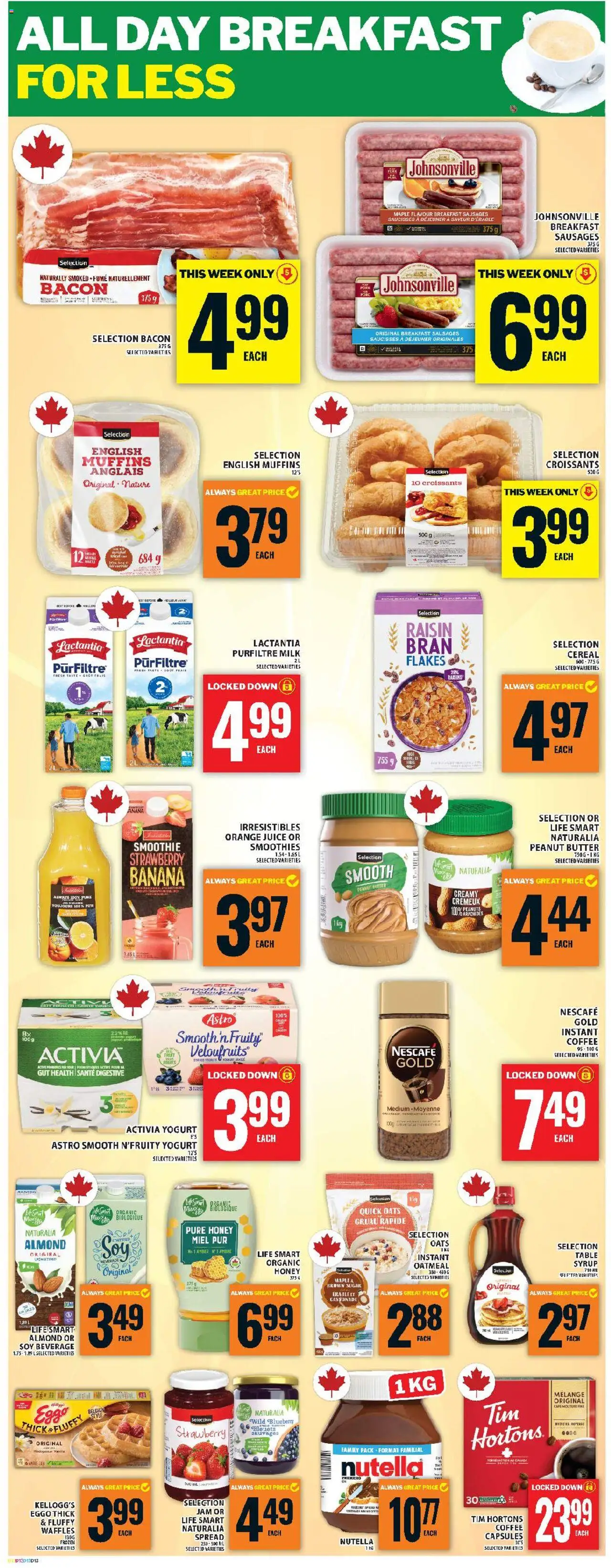 Food Basics flyer valid from 31.07.2025 | Page: 15 | Products: Flakes, Milk, Butter, Coffee