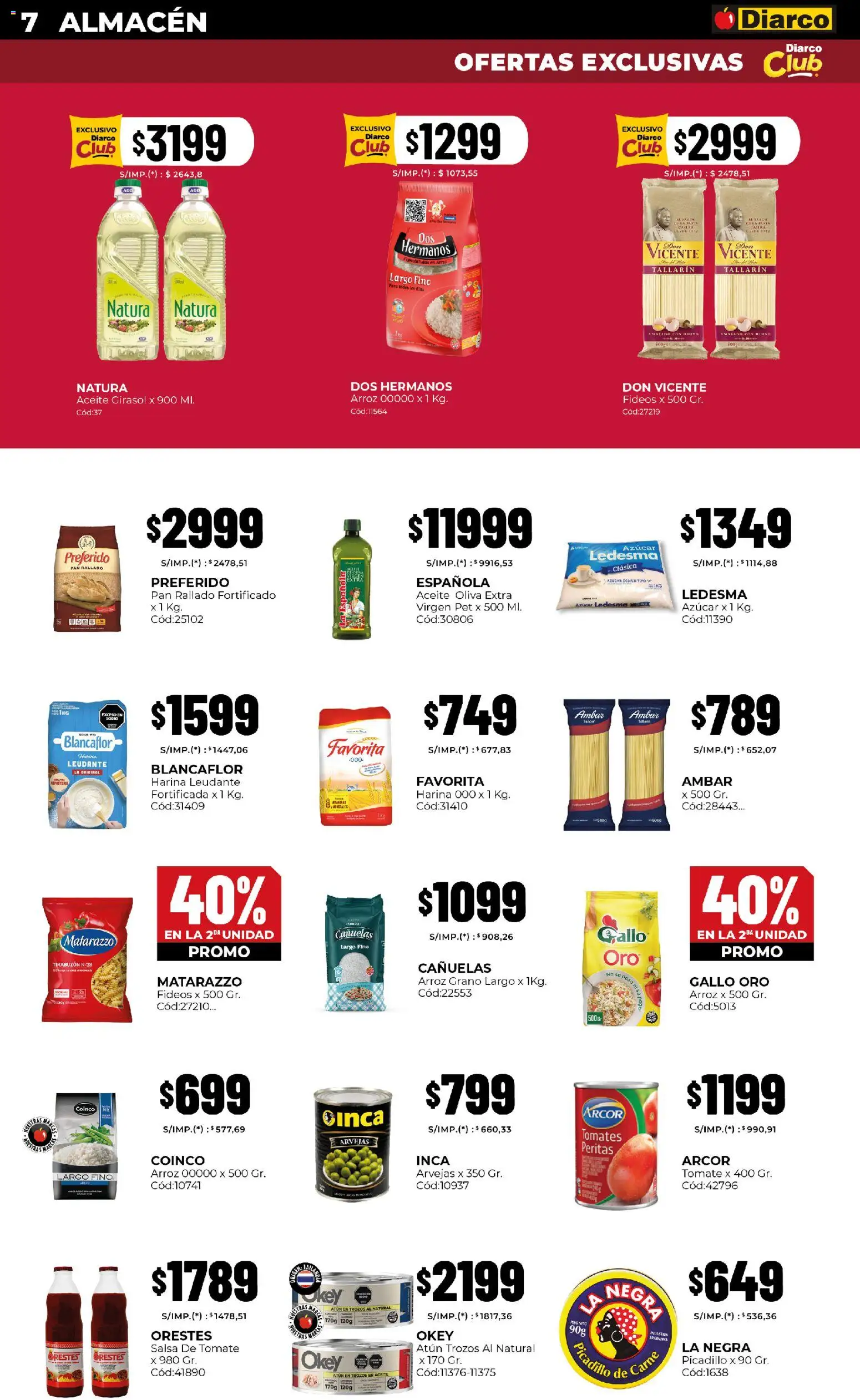Diarco - Ofertas Pueblo Sur │ válido desde el 24.11.2025 | Página: 7 | Productos: Azucar, Arvejas, Tomate, Pan rallado