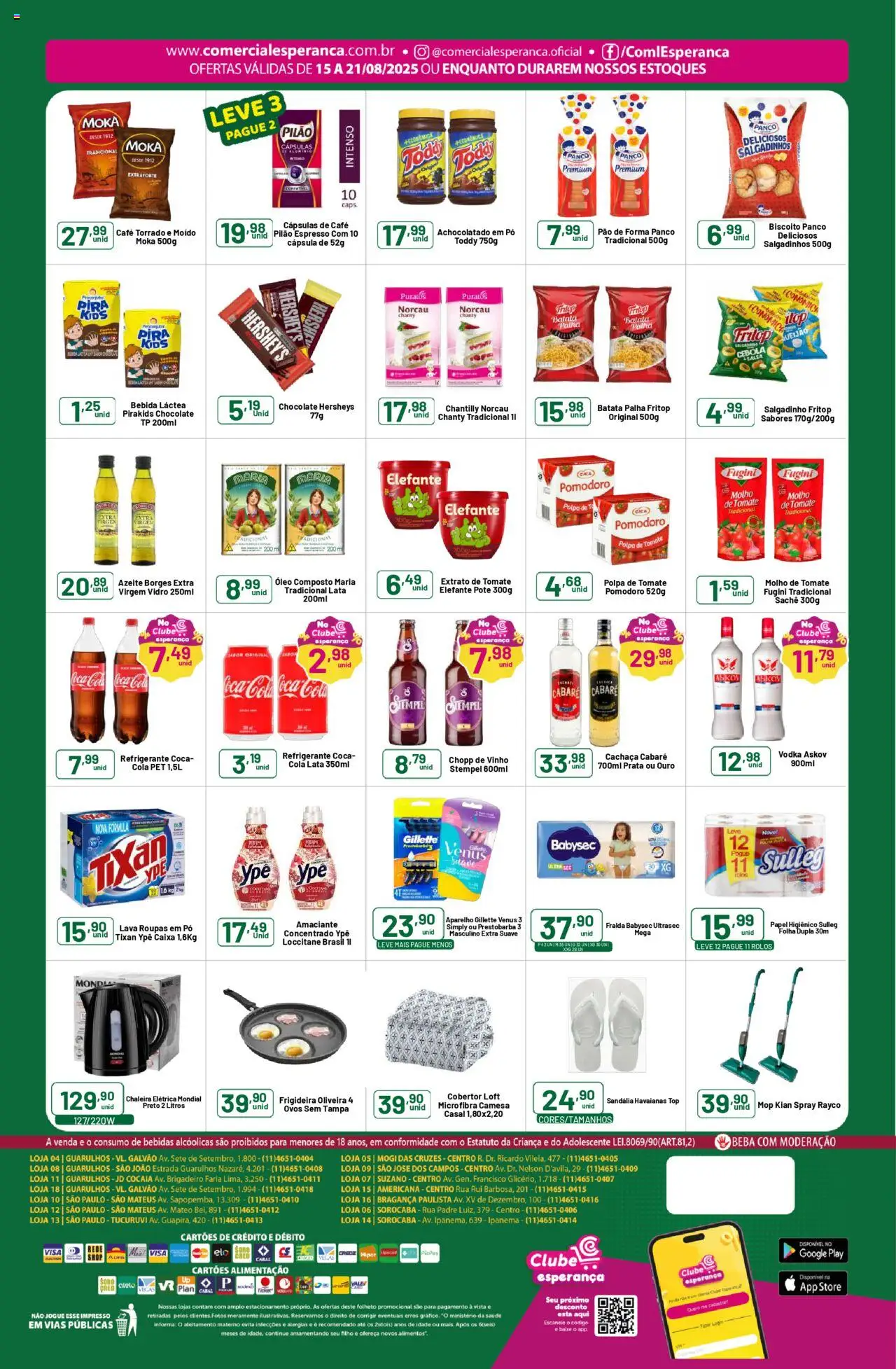 Comercial Esperança Folheto - válido de 15.08.2025 | Página: 2 | Produtos: Pó, Chocolate, Roupas, Papel higiênico