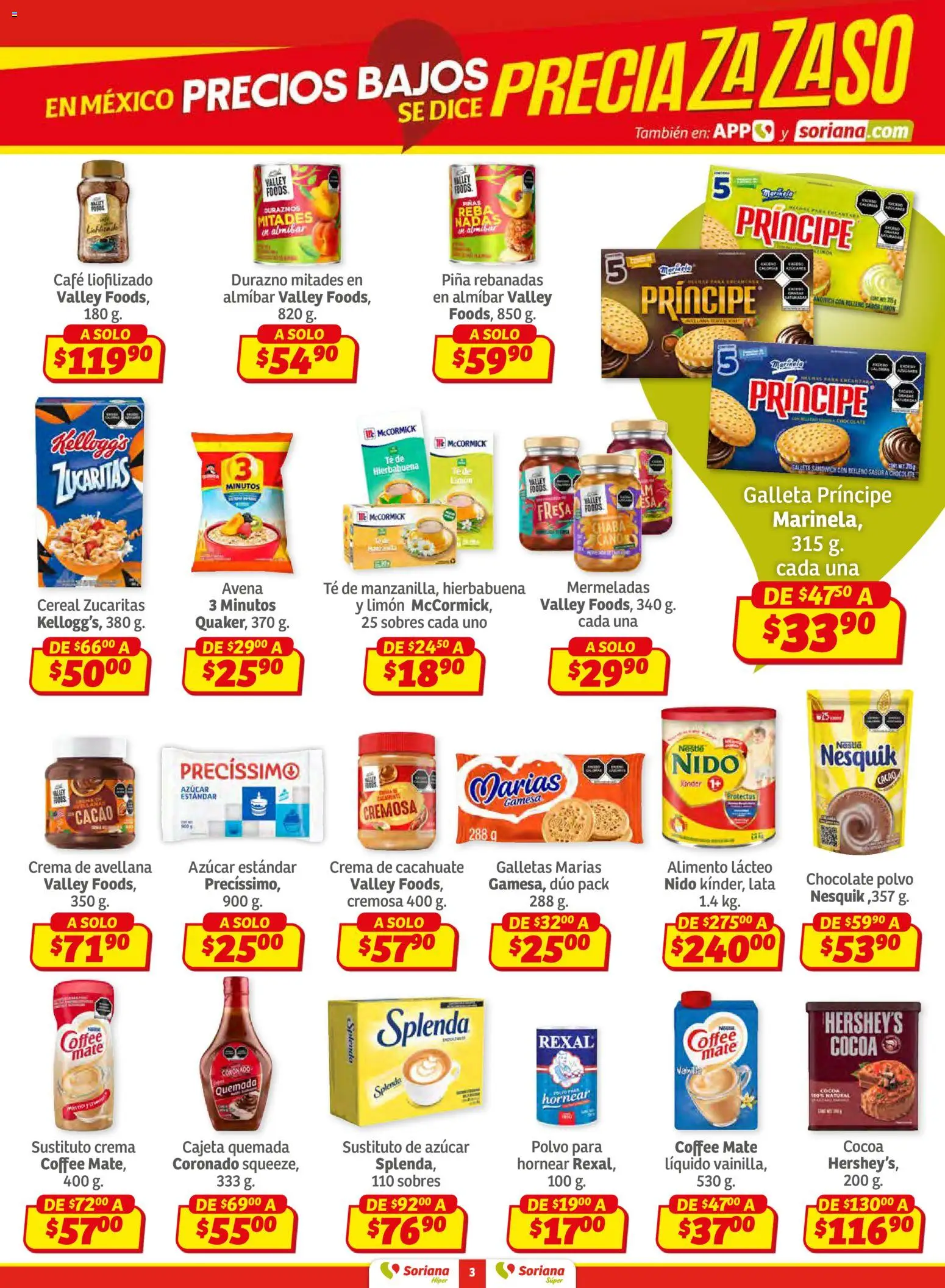 Nuevas ofertas de Soriana válidas en toda la República Mexicana desde el 12.02.2026. ¡Encuentra las mejores ofertas en Soriana - Preciazazaso Híper: BCS, Jal, Nay, Sin, Son! | Página: 3 | Productos: Avena, Limón, Mate, Té