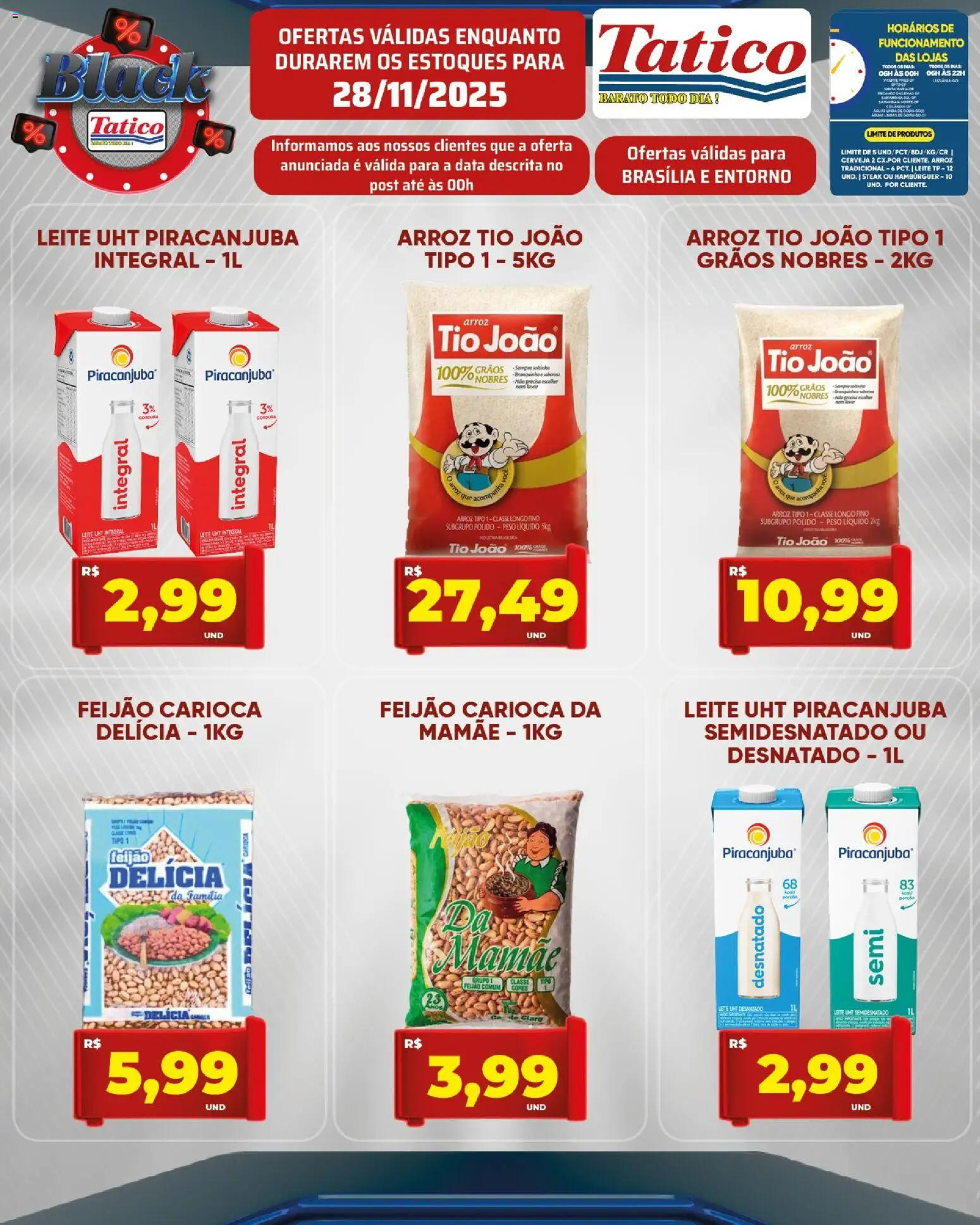 Tatico Folheto - válido de 28.11.2025 | Página: 2 | Produtos: Leite, Cerveja, Arroz, Hambúrguer