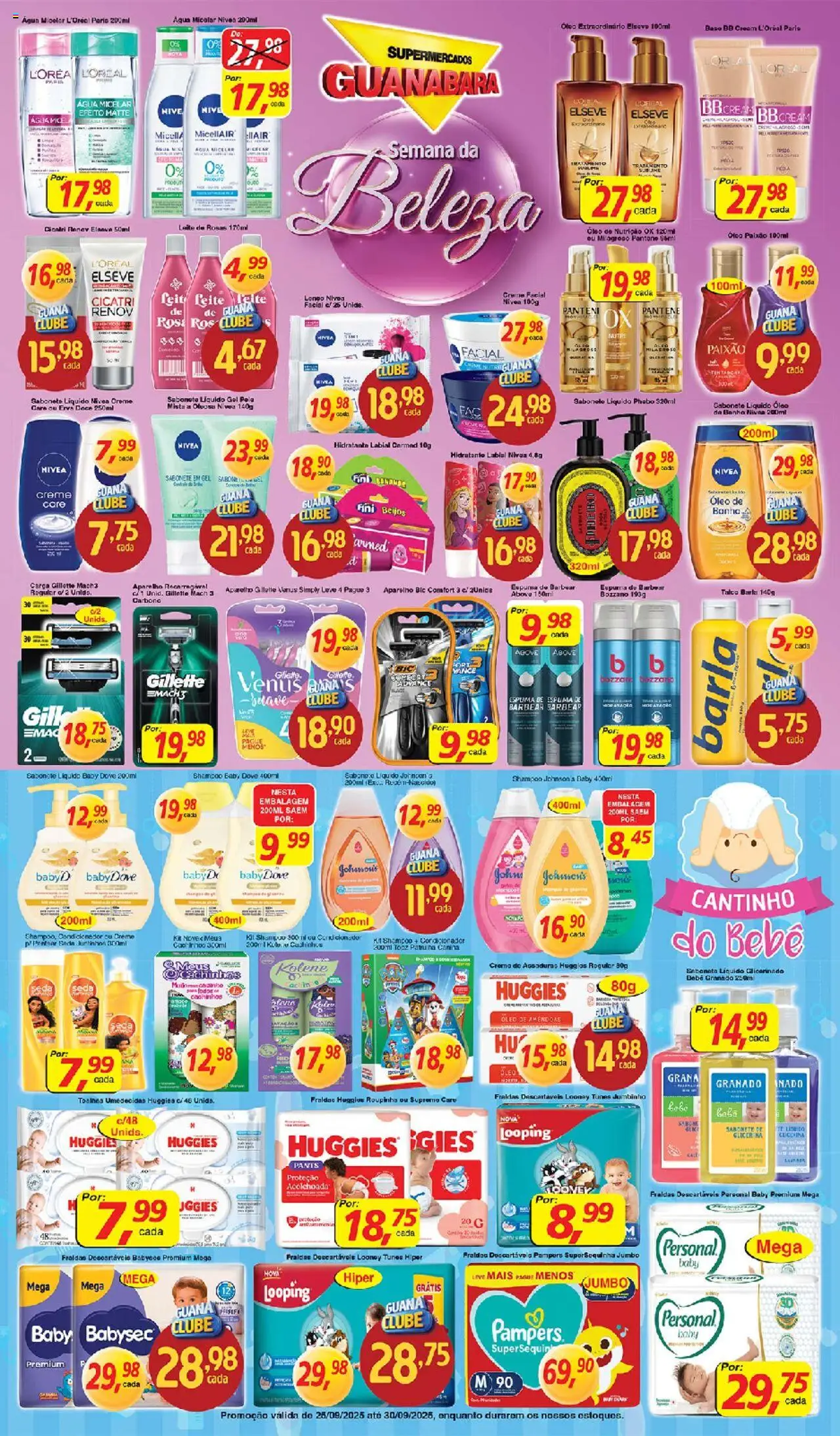 Supermercados Guanabara Folheto - válido de 25.09.2025 | Página: 8 | Produtos: Talco, Creme, Fraldas, Dove