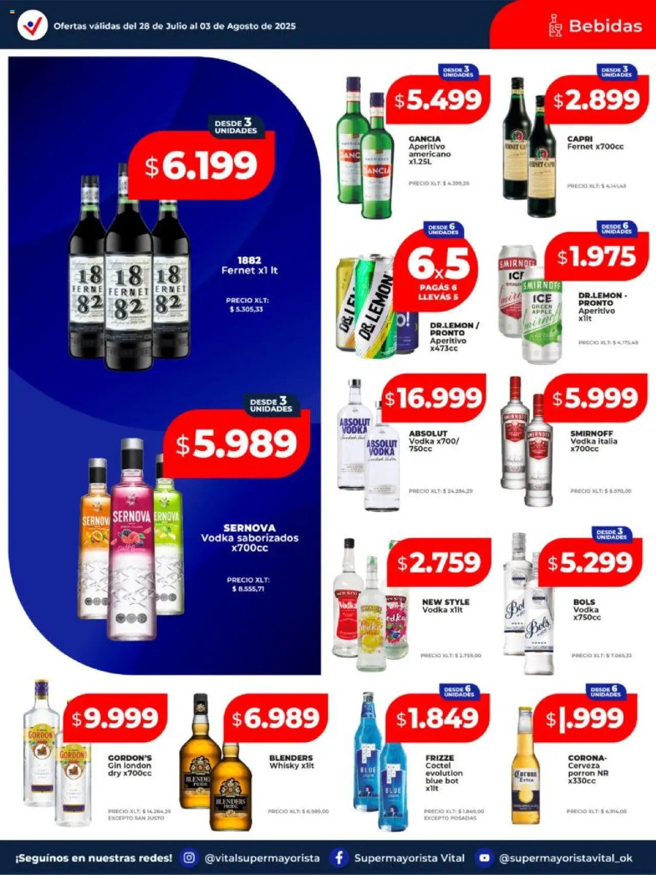 Vital ofertas - Posadas │ válido desde el 28.07.2025 | Página: 12 | Productos: Vodka, Whisky, Fernet, Cerveza
