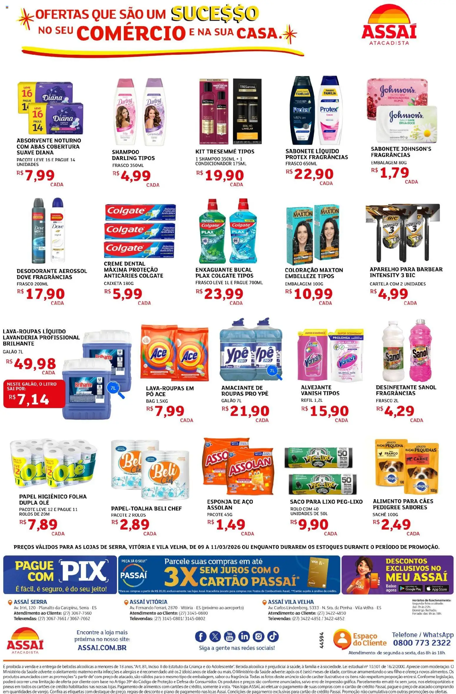 Assaí Atacadista Folheto - válido de 09.03.2026 | Página: 4 | Produtos: Creme, Sabonete, Bebida, Papel higiênico