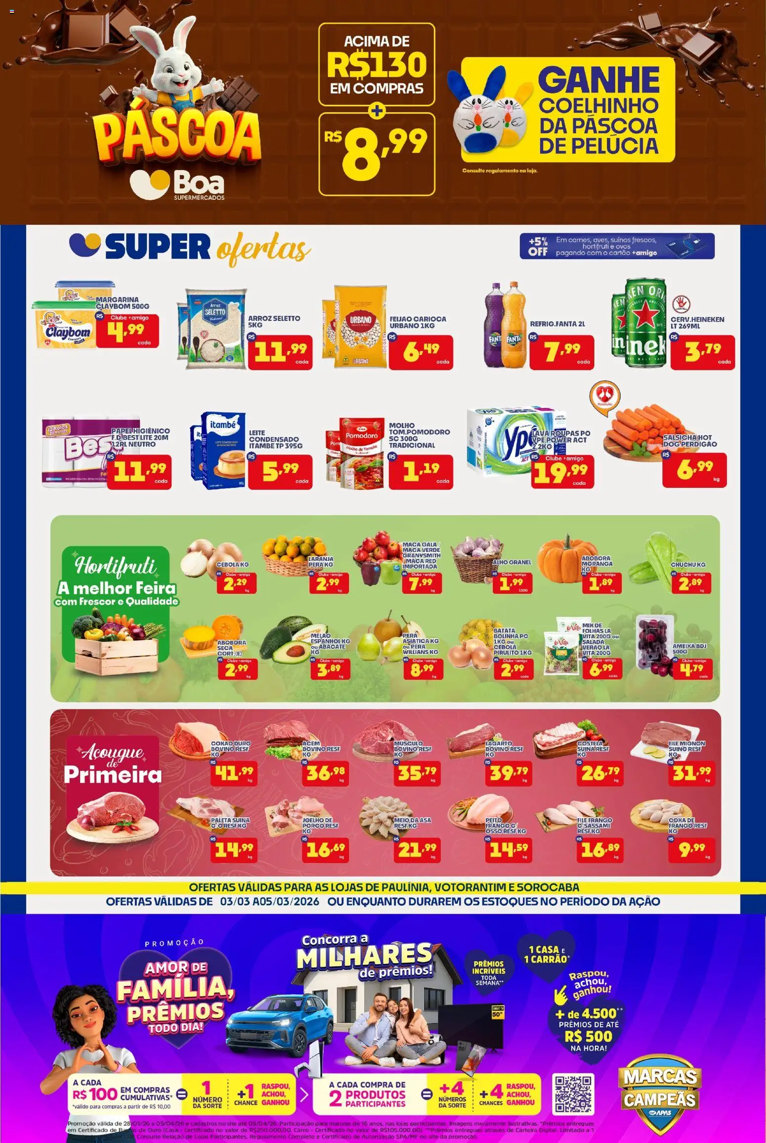 Boa Supermercados Folheto - válido de 03.03.2026 | Página: 1 | Produtos: Abóbora, Feijão, Carteira, Frango