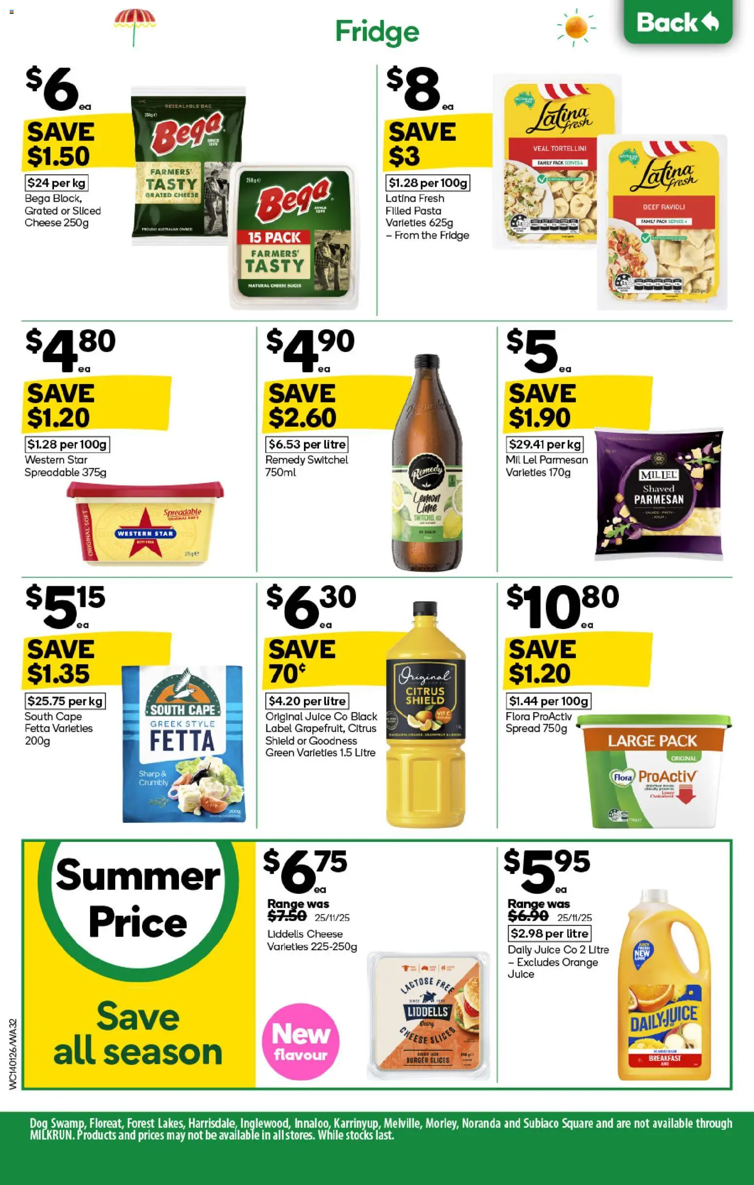 Woolworths catalogue - valid from 14.01.2026 | Page: 32 | Products: Cheese, Juice, Lime, Fridge