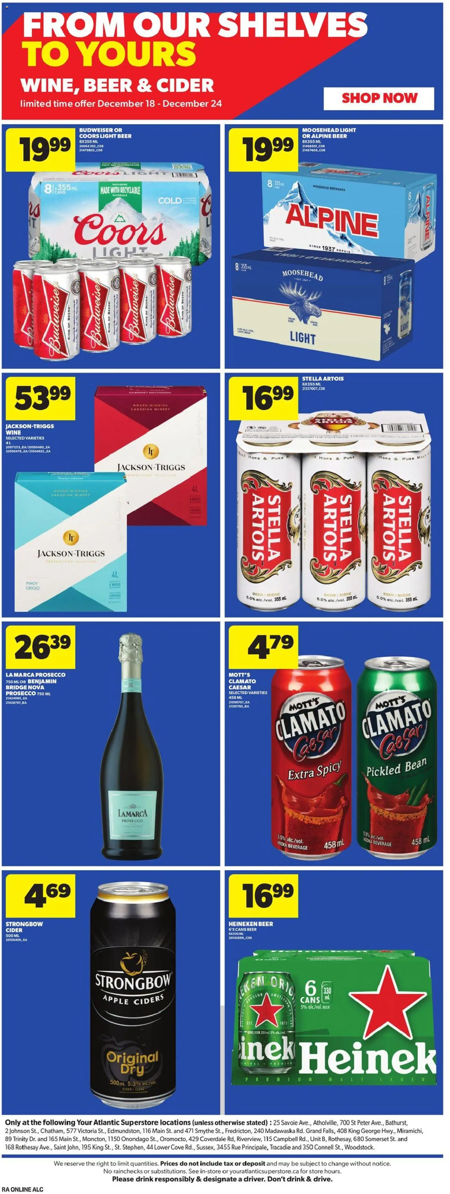 Atlantic Superstore flyer valid from 18.12.2025 | Page: 12 | Products: Vodka, Wine, Beer