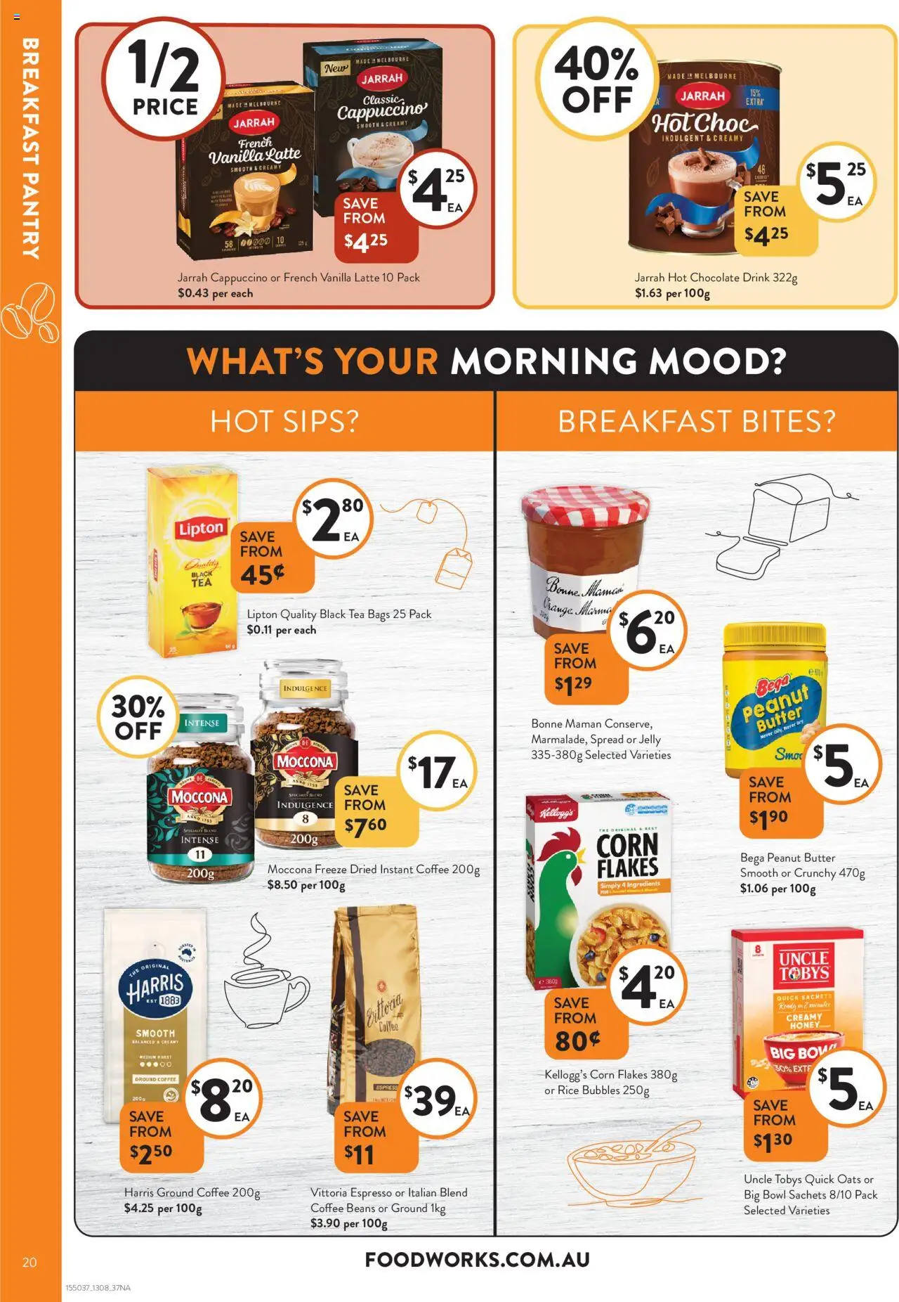 Foodworks catalogue - valid from 13.08.2025 | Page: 20 | Products: Chocolate, Honey, Oats, Moccona