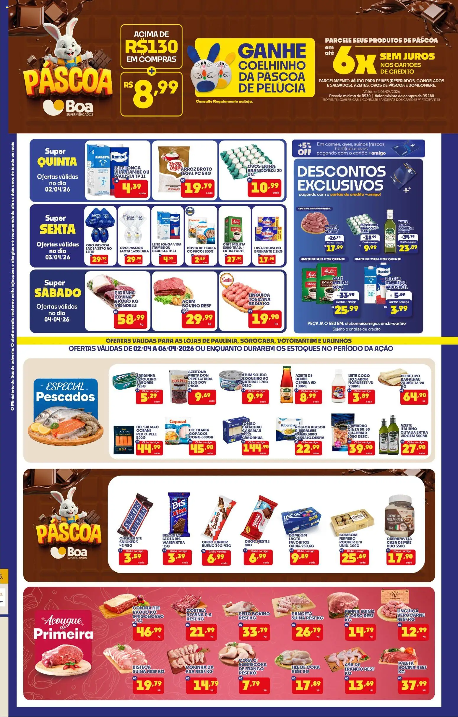 Boa Supermercados Folheto - válido de 02.04.2026 | Página: 1 | Produtos: Tilápia, Peixe, Creme, Atum