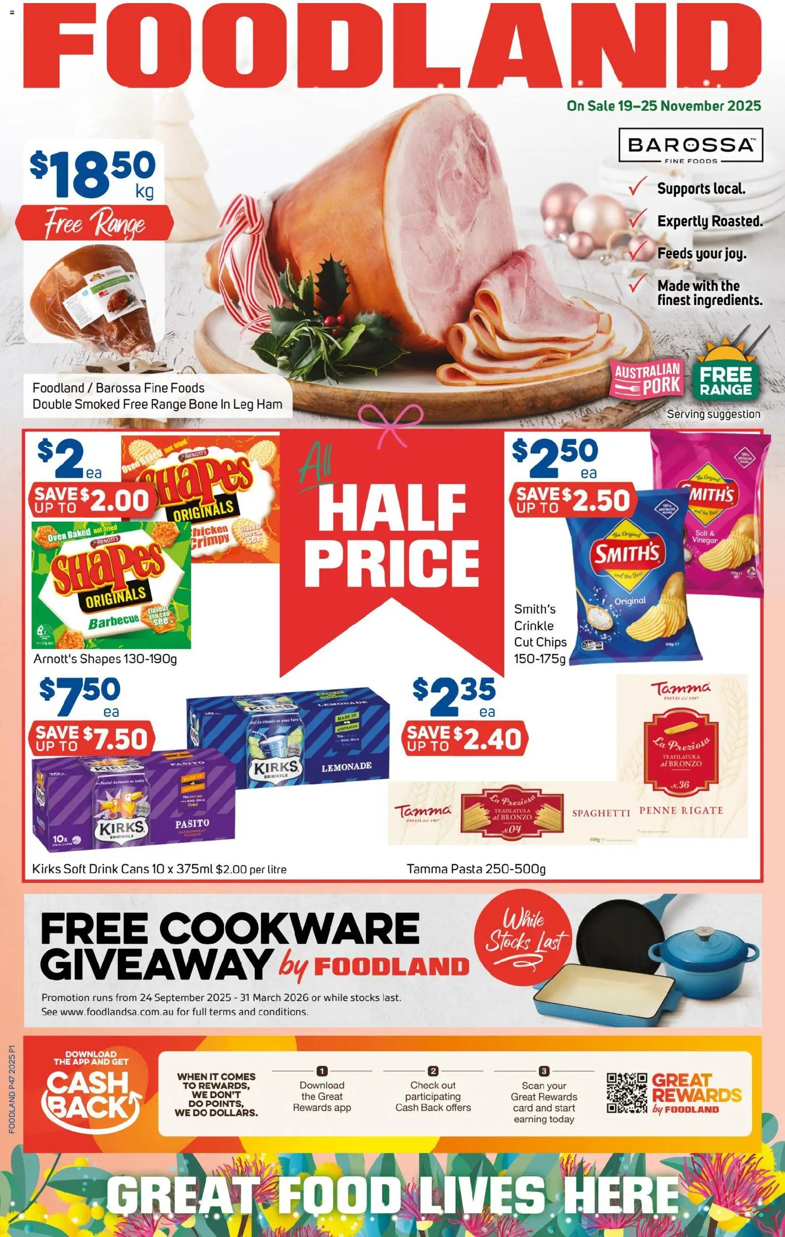 Foodland catalogue - valid from 19.11.2025 | Page: 1 | Products: Pasta, Salt, Vinegar, Oven